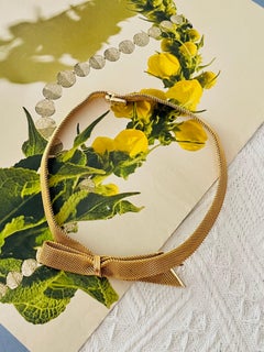 Christian Dior GROSSE 1970s Vintage Knot Bow Ribbon Mesh Woven Omega Necklace