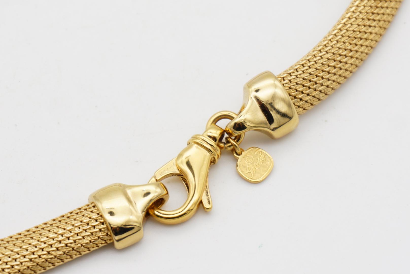 Christian Dior GROSSE 1970s Vintage Mesh Weave Snake Omega Chunky Gold Necklace For Sale 6