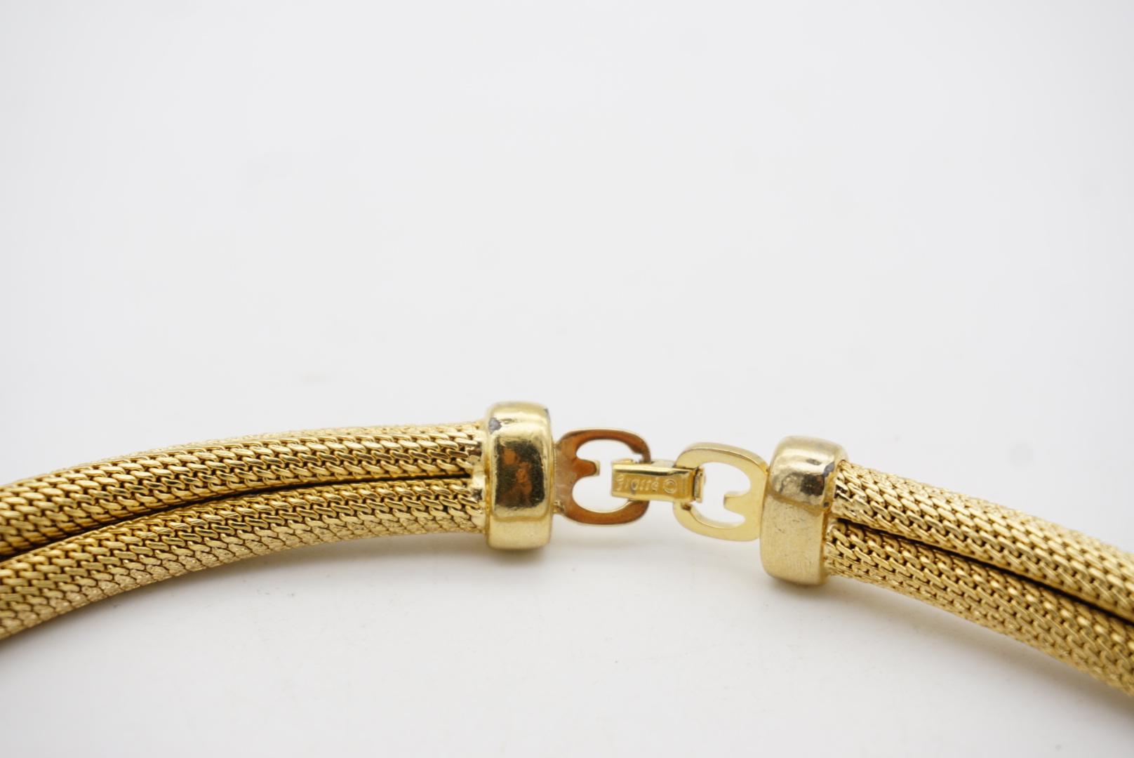 Christian Dior GROSSE Collar de oro grueso en tejido de malla de serpiente omega de los años 70 en venta 8