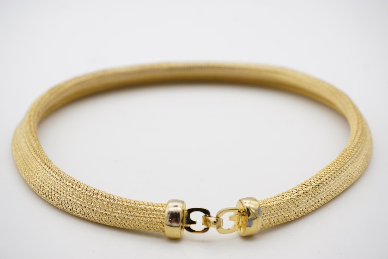 Christian Dior GROSSE 1970s Vintage Mesh Weave Snake Omega Chunky Gold Necklace For Sale 9