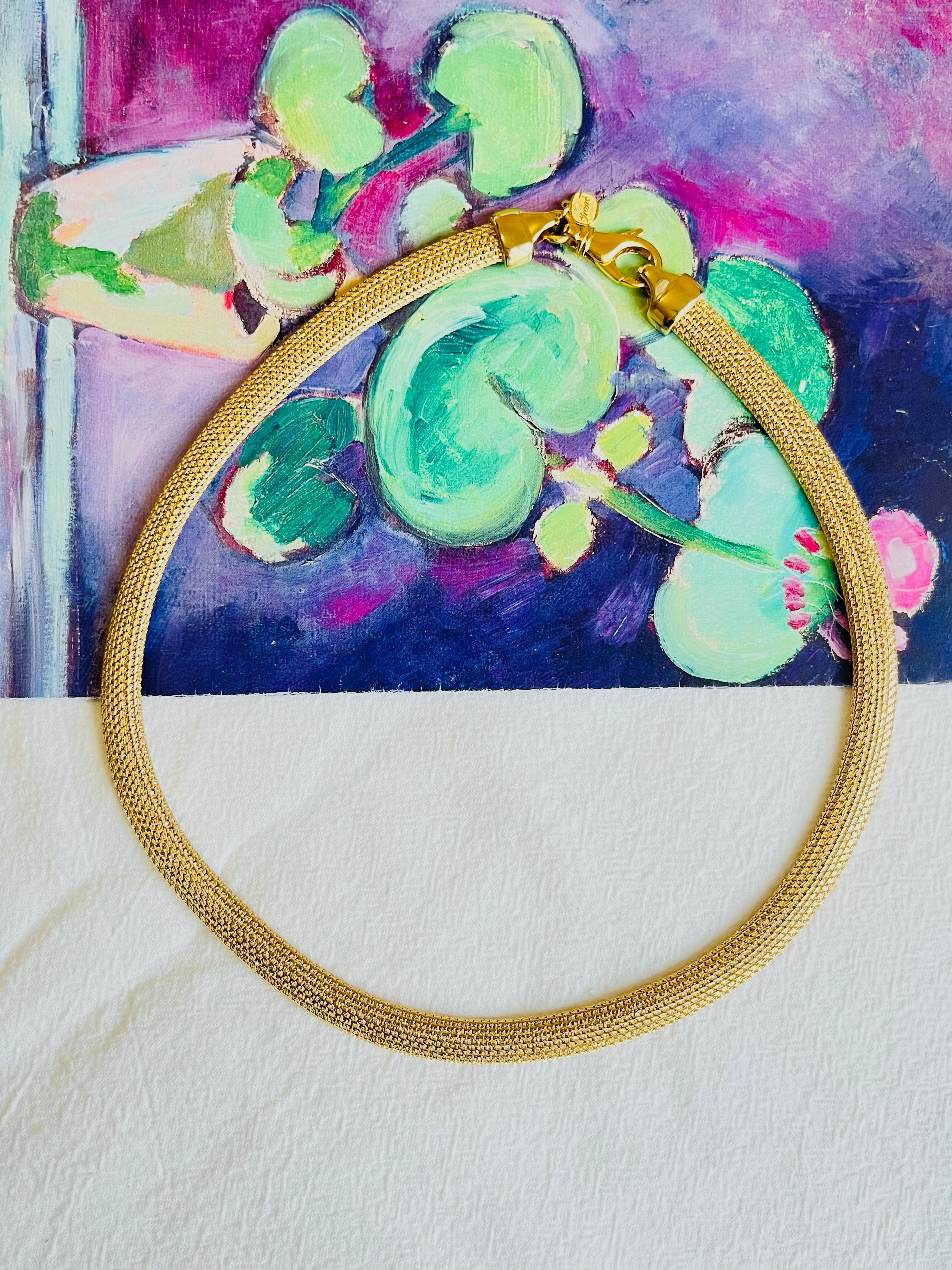 Art Deco Christian Dior GROSSE 1970s Vintage Mesh Weave Snake Omega Chunky Gold Necklace For Sale