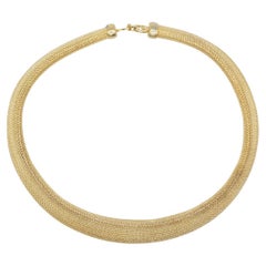 Christian Dior GROSSE 1970s Vintage Mesh Weave Snake Omega Chunky Gold Necklace