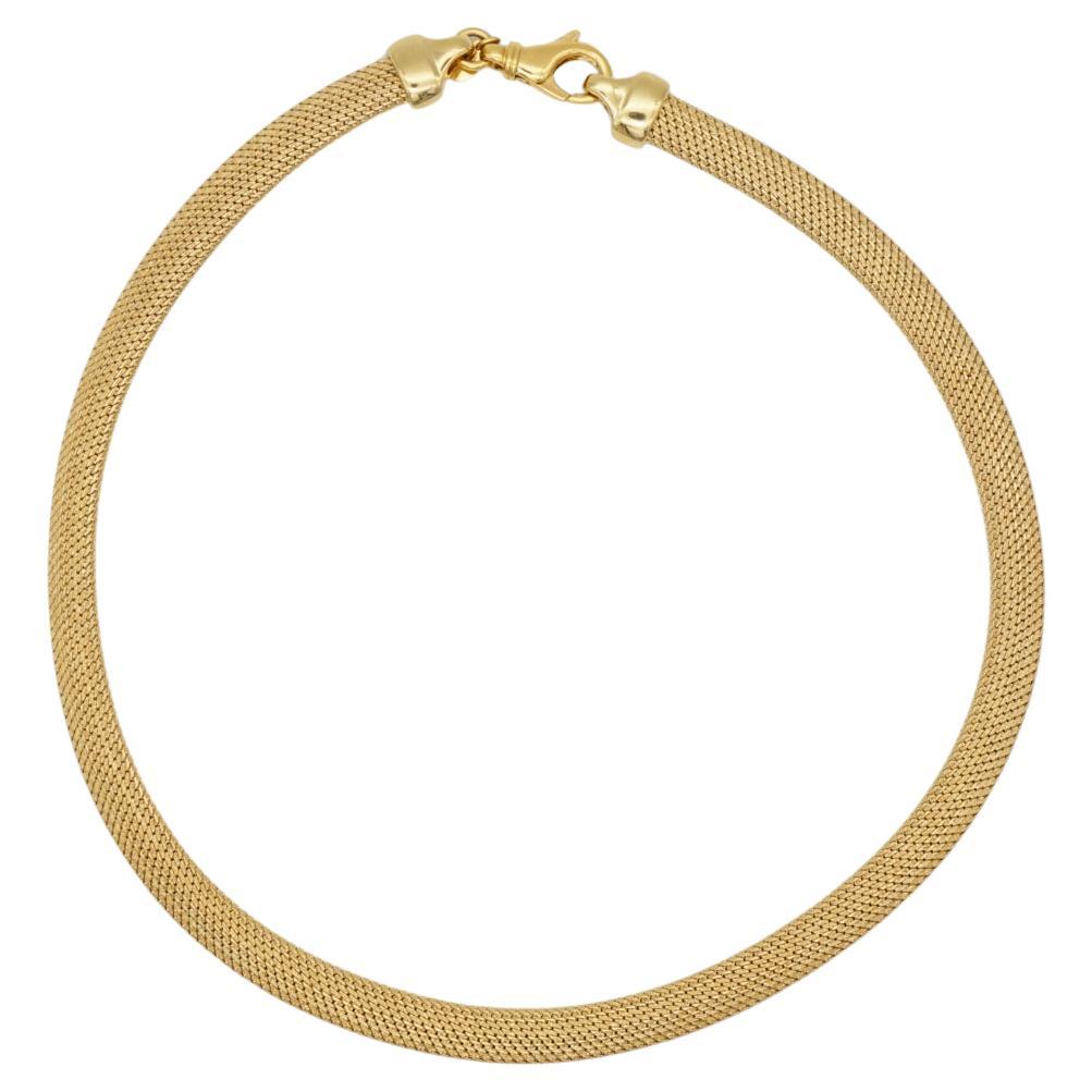 Christian Dior GROSSE 1970s Vintage Mesh Weave Snake Omega Chunky Gold Necklace For Sale