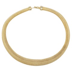 Christian Dior GROSSE 1970s Vintage Mesh Weave Snake Omega Chunky Gold Necklace