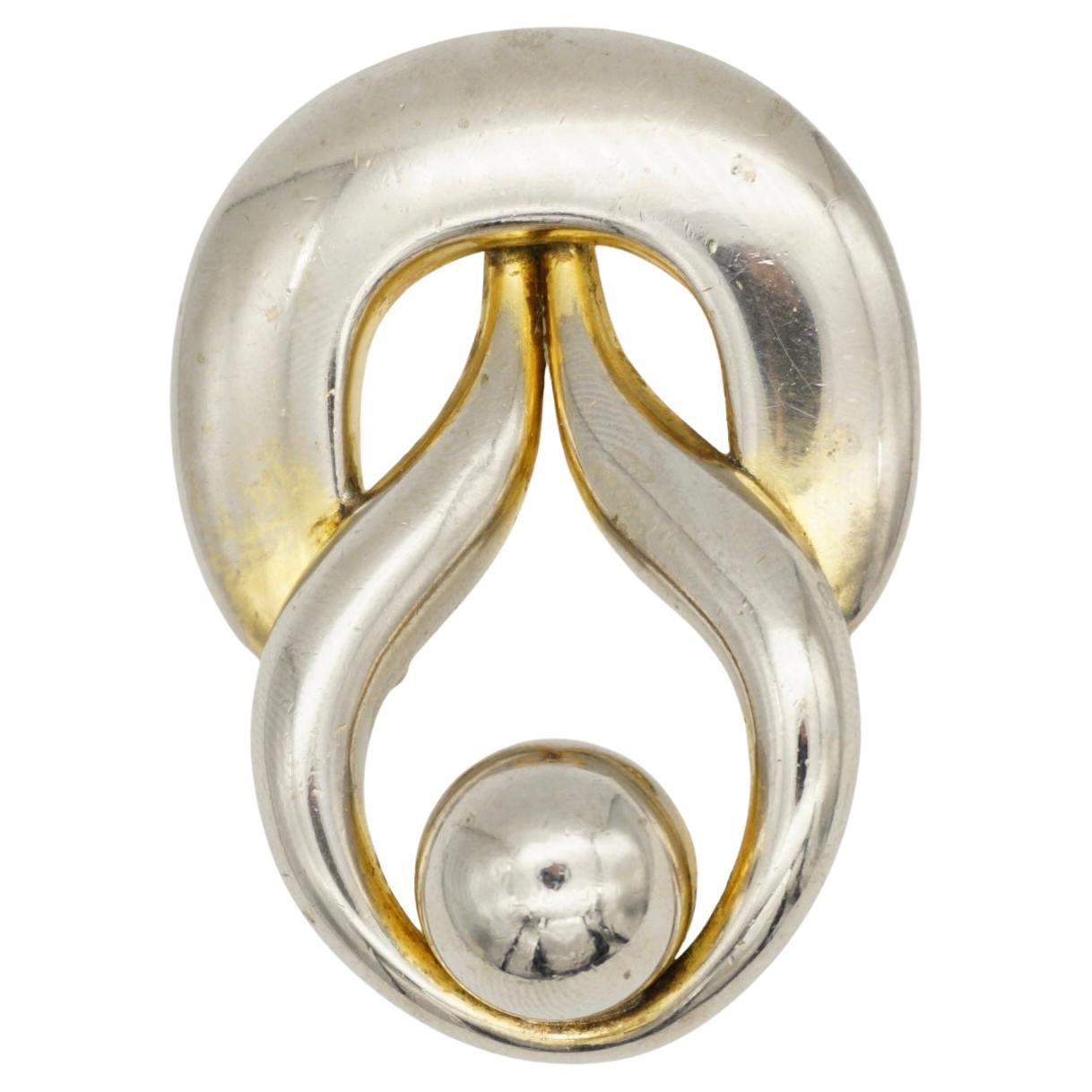 Christian Dior GROSSE 1971 Interlocked Knot Bow Glow Ball Round Twist Pendant For Sale