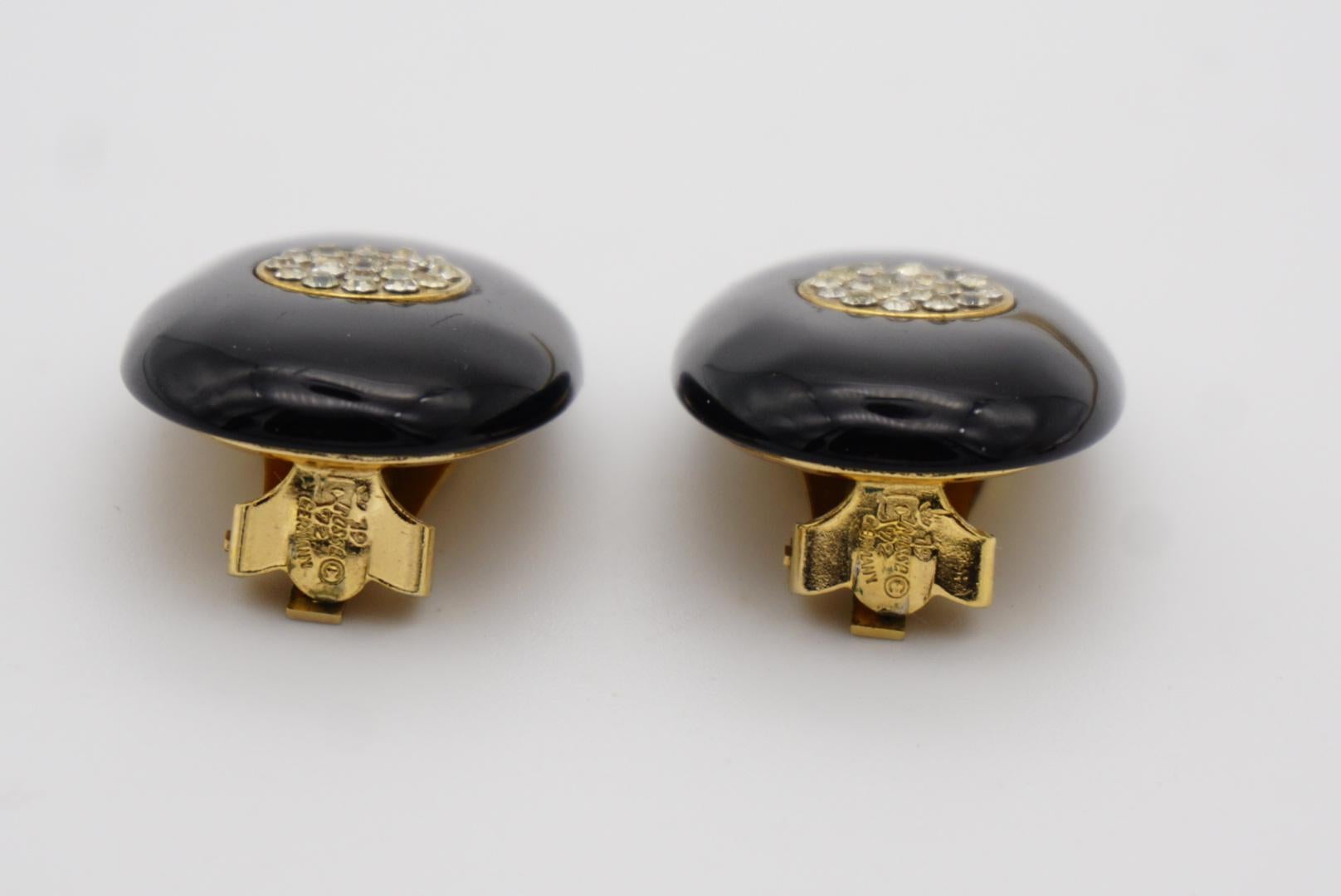 Christian Dior GROSSE 1972 Black Enamel Crystals Large Oval Gold Jewellery Set  For Sale 9