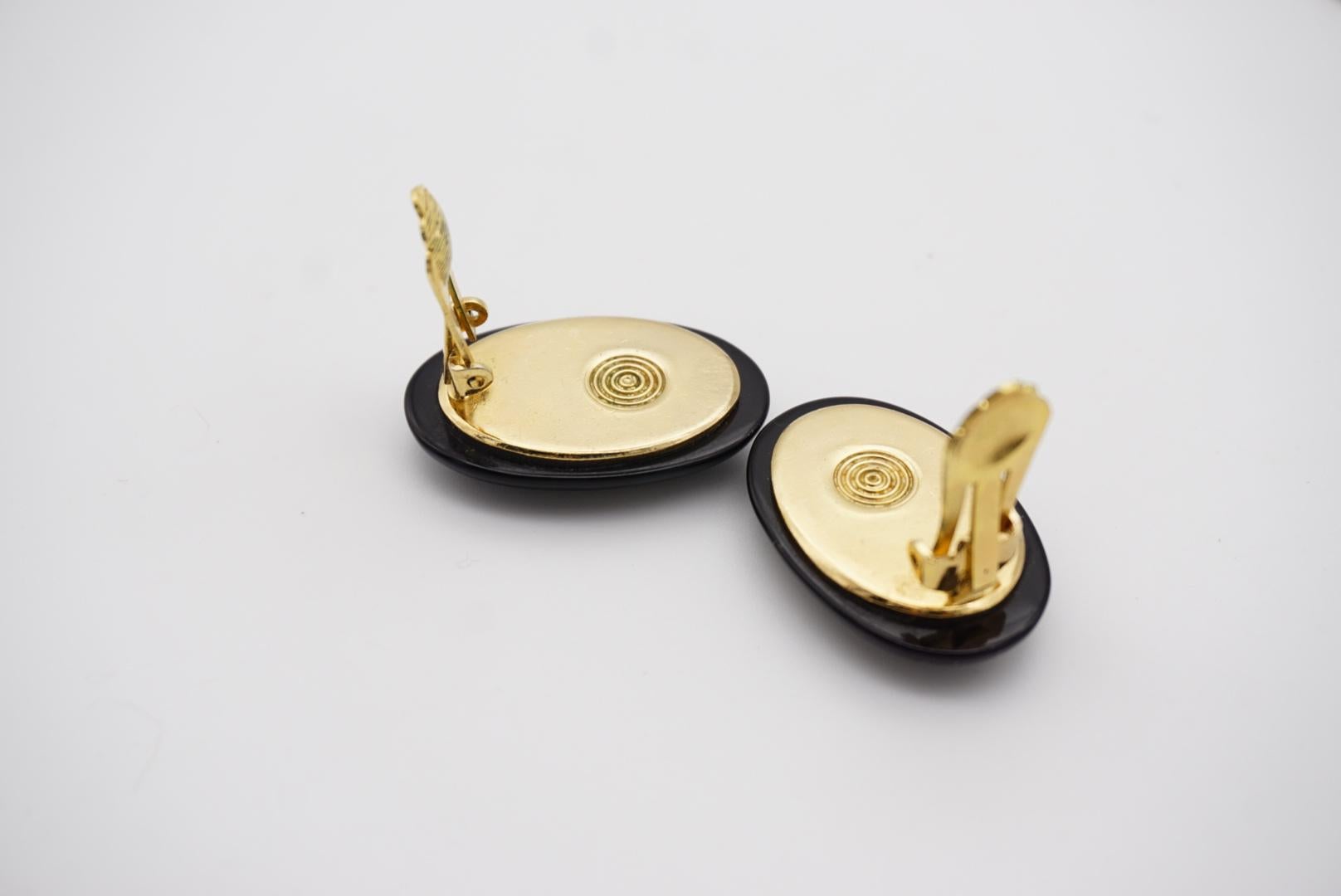 Christian Dior GROSSE 1972 Black Enamel Crystals Large Oval Gold Jewellery Set  For Sale 10