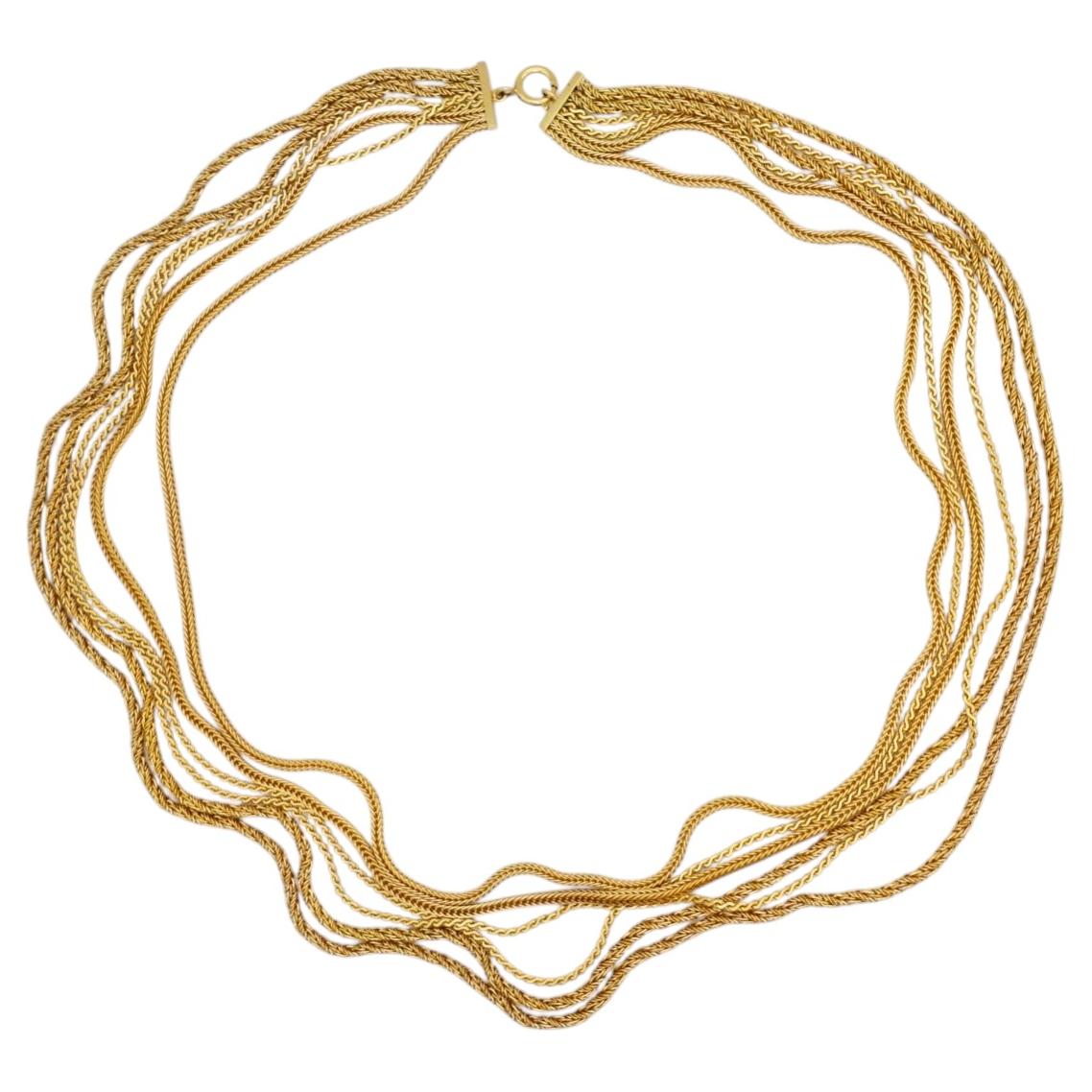 Christian Dior GROSSE 1972 Collana in oro con fili di corda lunghi e strati di grano