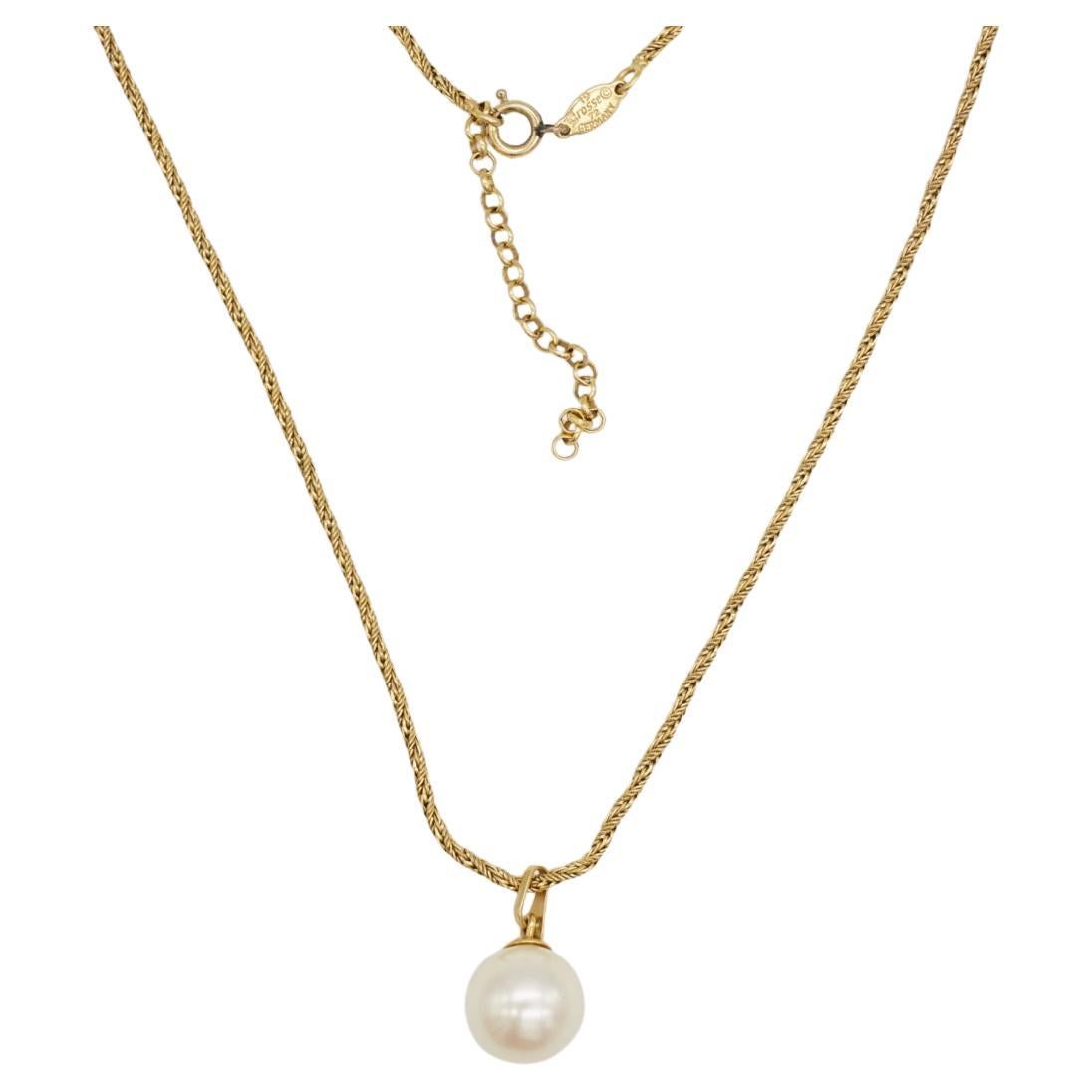 Christian Dior GROSSE 1972 Große weiße Kreis-Halskette mit rundem Kugelperlen-Anhänger