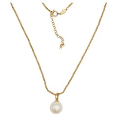 Christian Dior GROSSE 1972 Large White Circle Round Ball Pearl Pendant Necklace