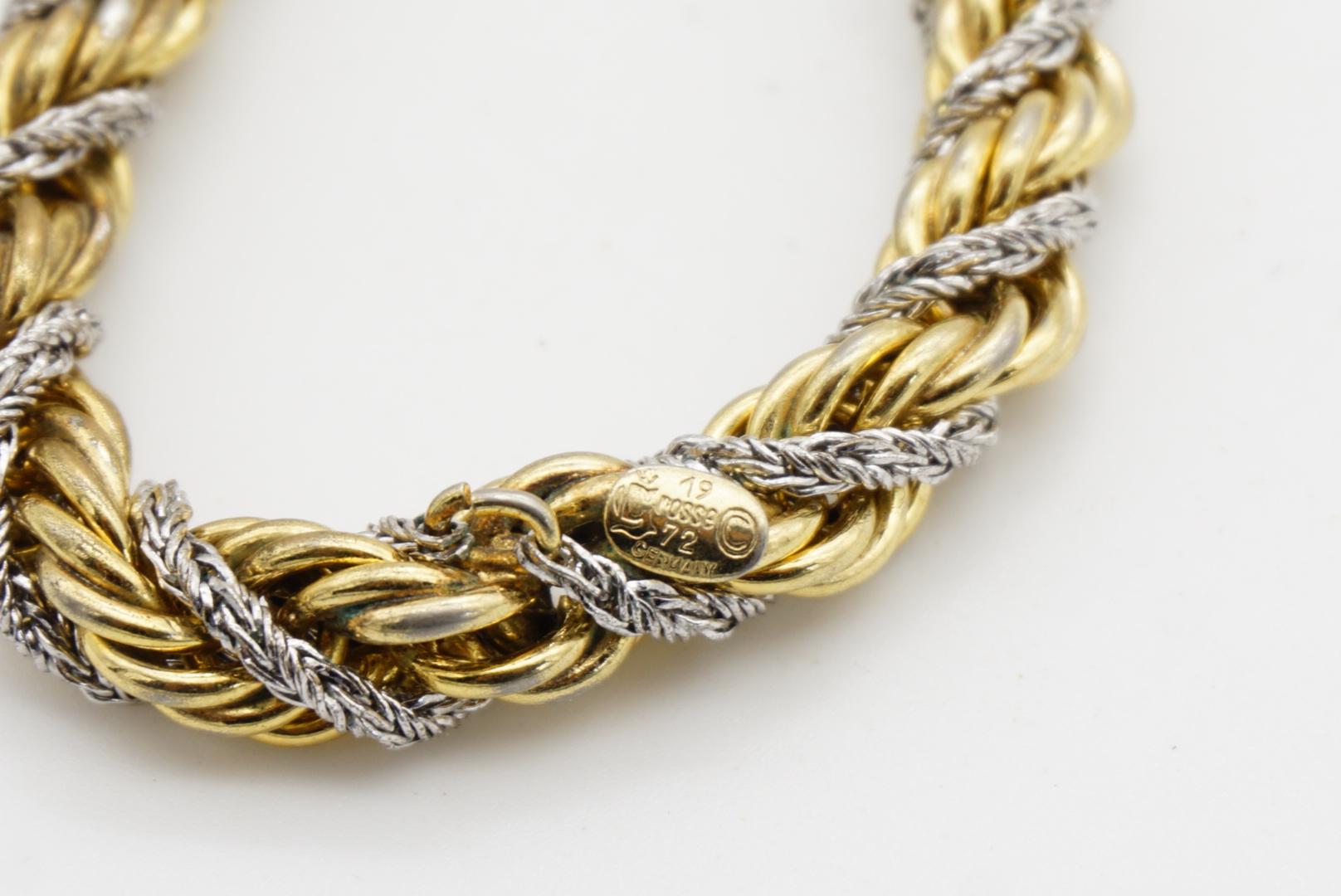 Christian Dior GROSSE 1972 Silver Gold Spiral Chunky Thick Rope Long Necklace For Sale 10