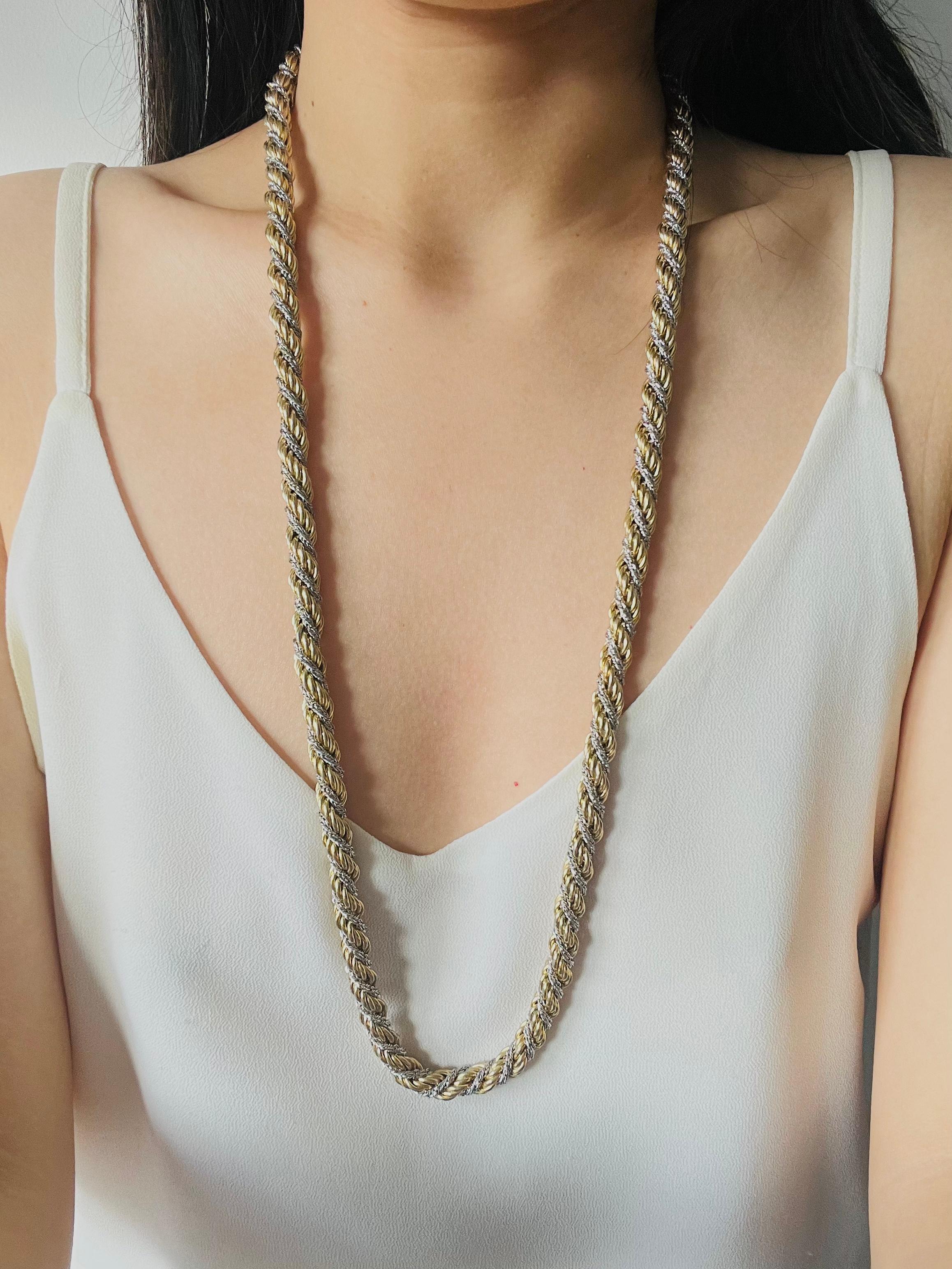 Christian Dior GROSSE 1972 Collana lunga a spirale in oro e argento in vendita 2