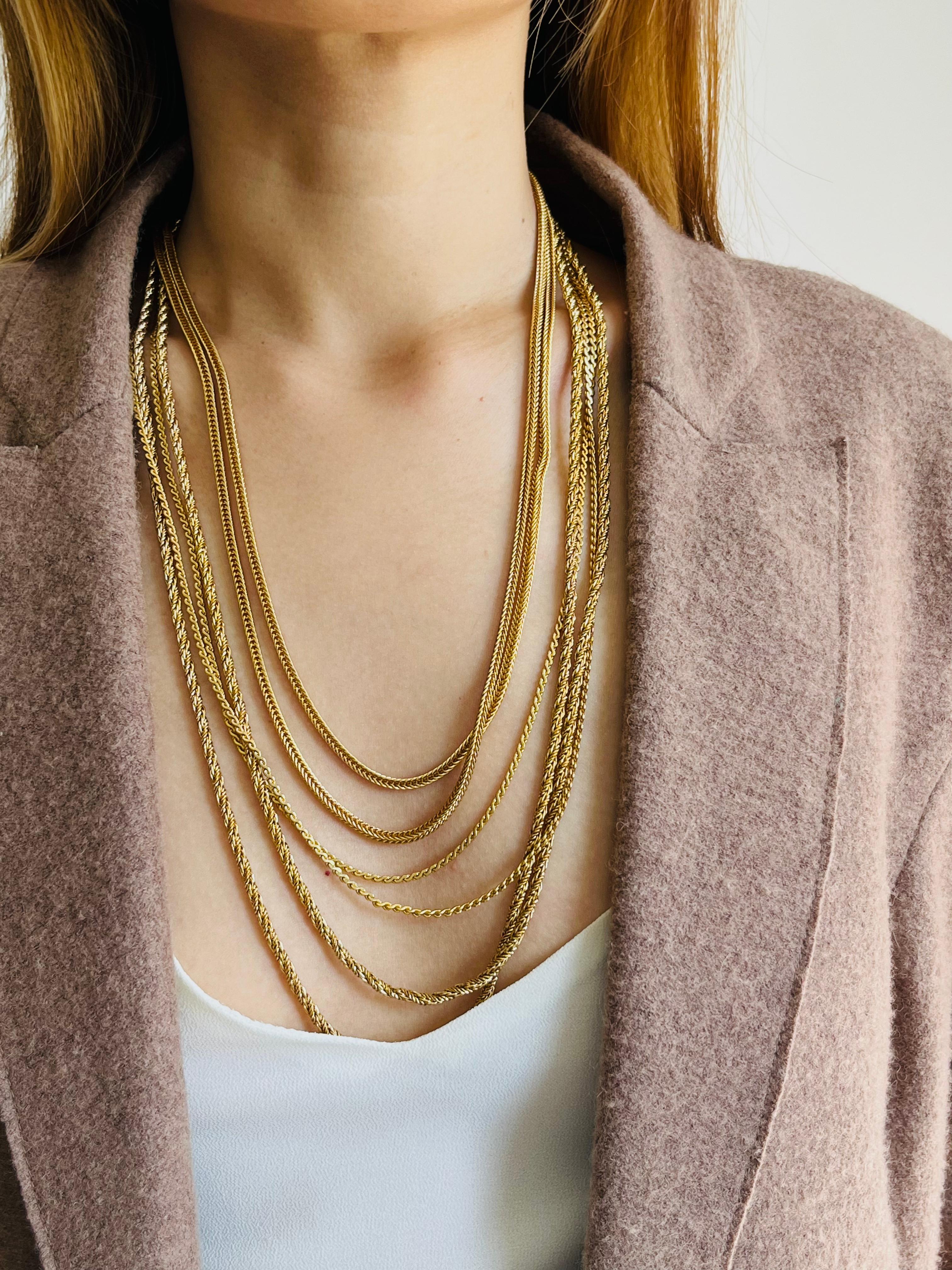 da uomo o donna Christian Dior GROSSE 1972 Collana lunga in corda di grano a sei fili in vendita