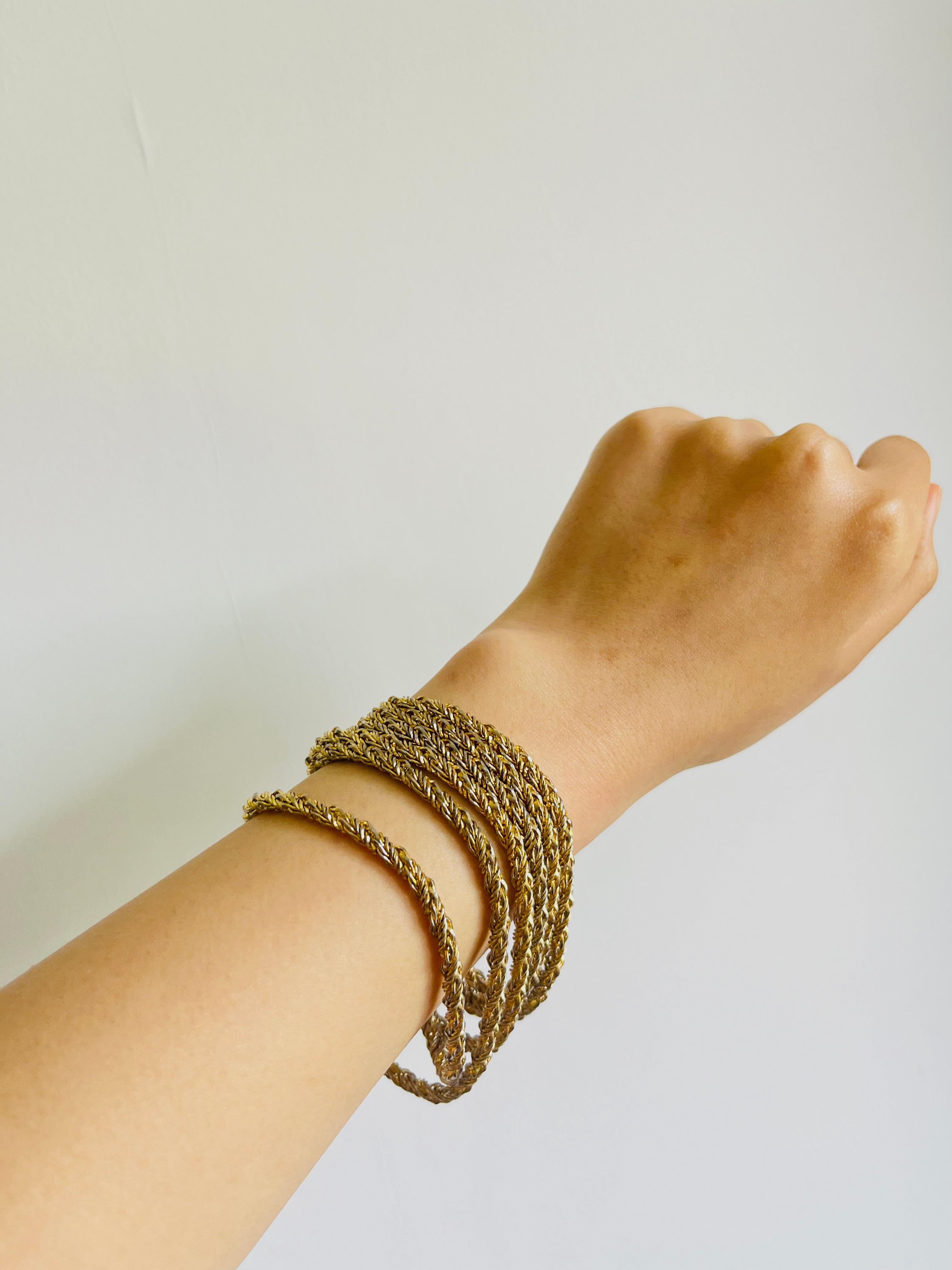 Christian Dior GROSSE 1972 Collana lunga in corda intrecciata a spirale Bracciale d'oro in vendita 5