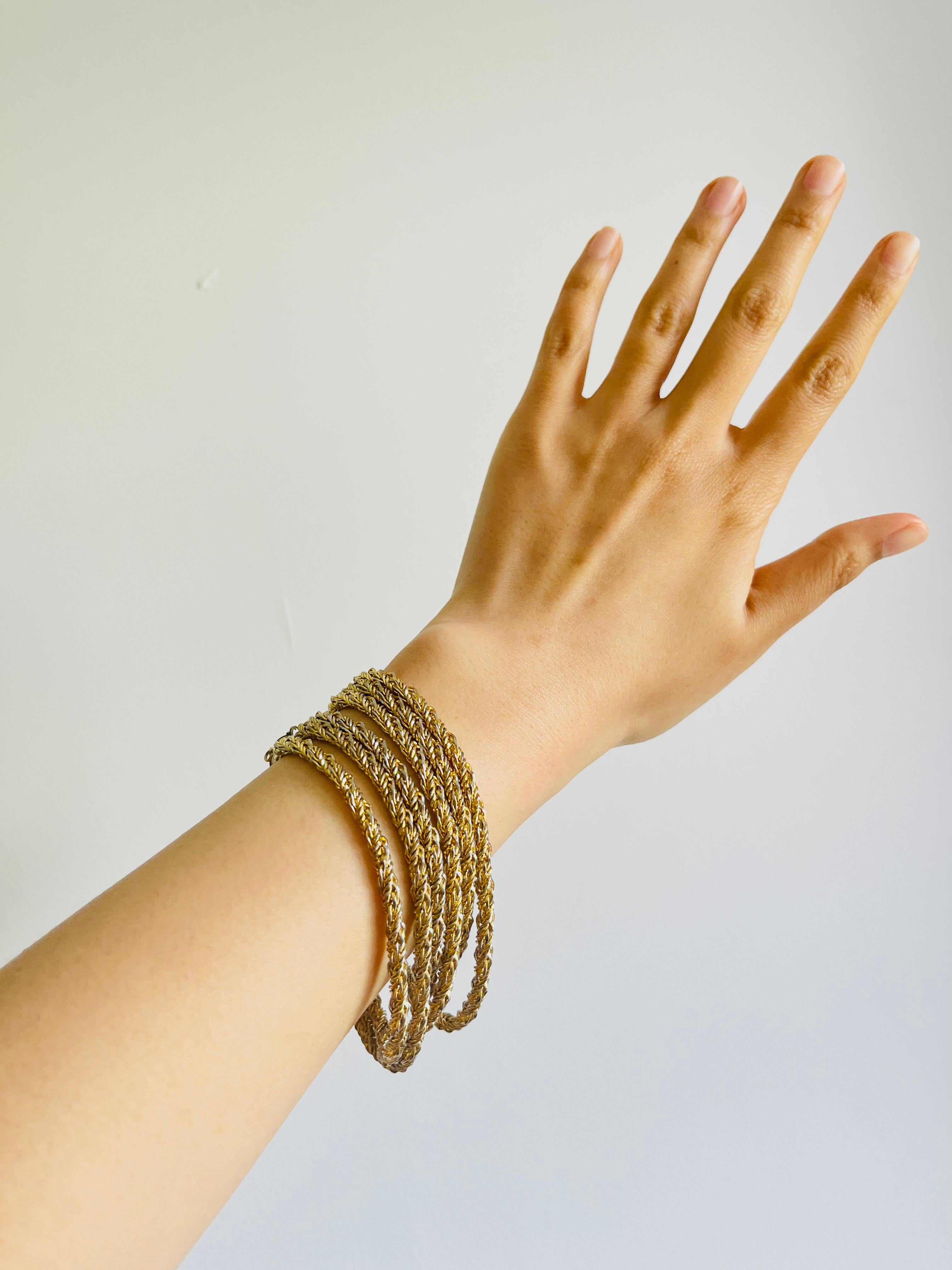 Christian Dior GROSSE 1972 Collana lunga in corda intrecciata a spirale Bracciale d'oro in vendita 6