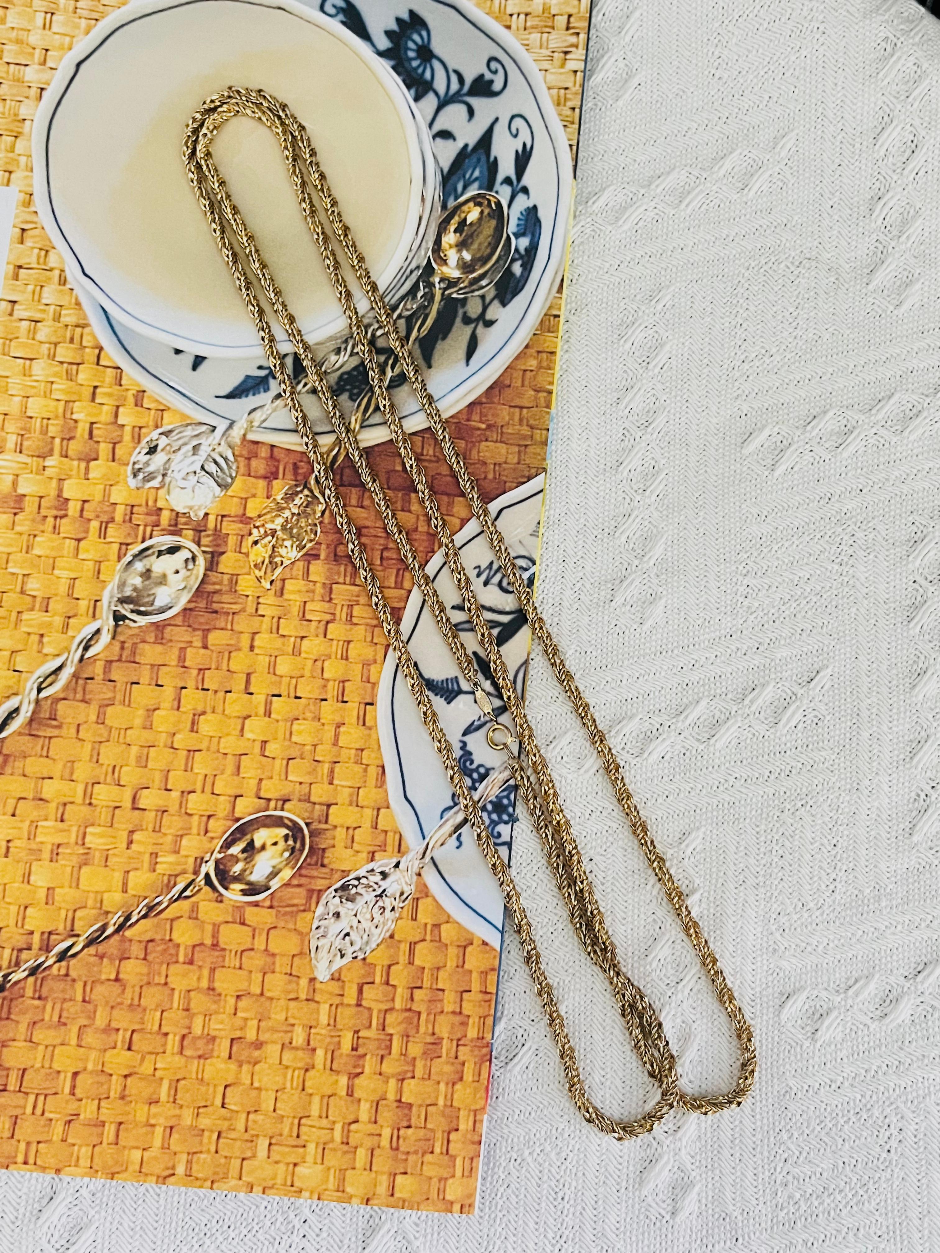 Christian Dior GROSSE 1972 Collana lunga in corda intrecciata a spirale Bracciale d'oro In condizioni buone in vendita a Wokingham, England
