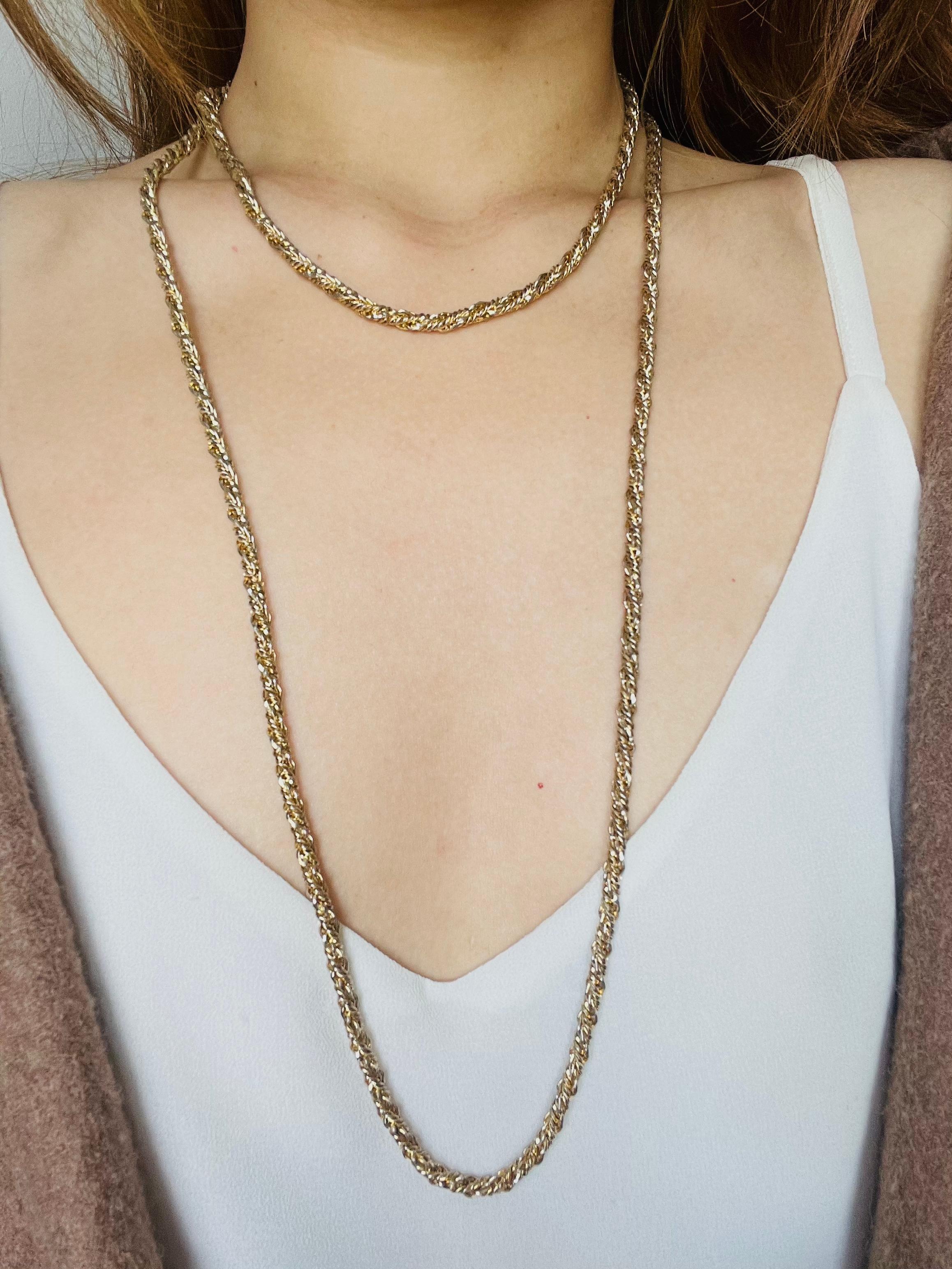 Christian Dior GROSSE 1972 Collana lunga in corda intrecciata a spirale Bracciale d'oro in vendita 1