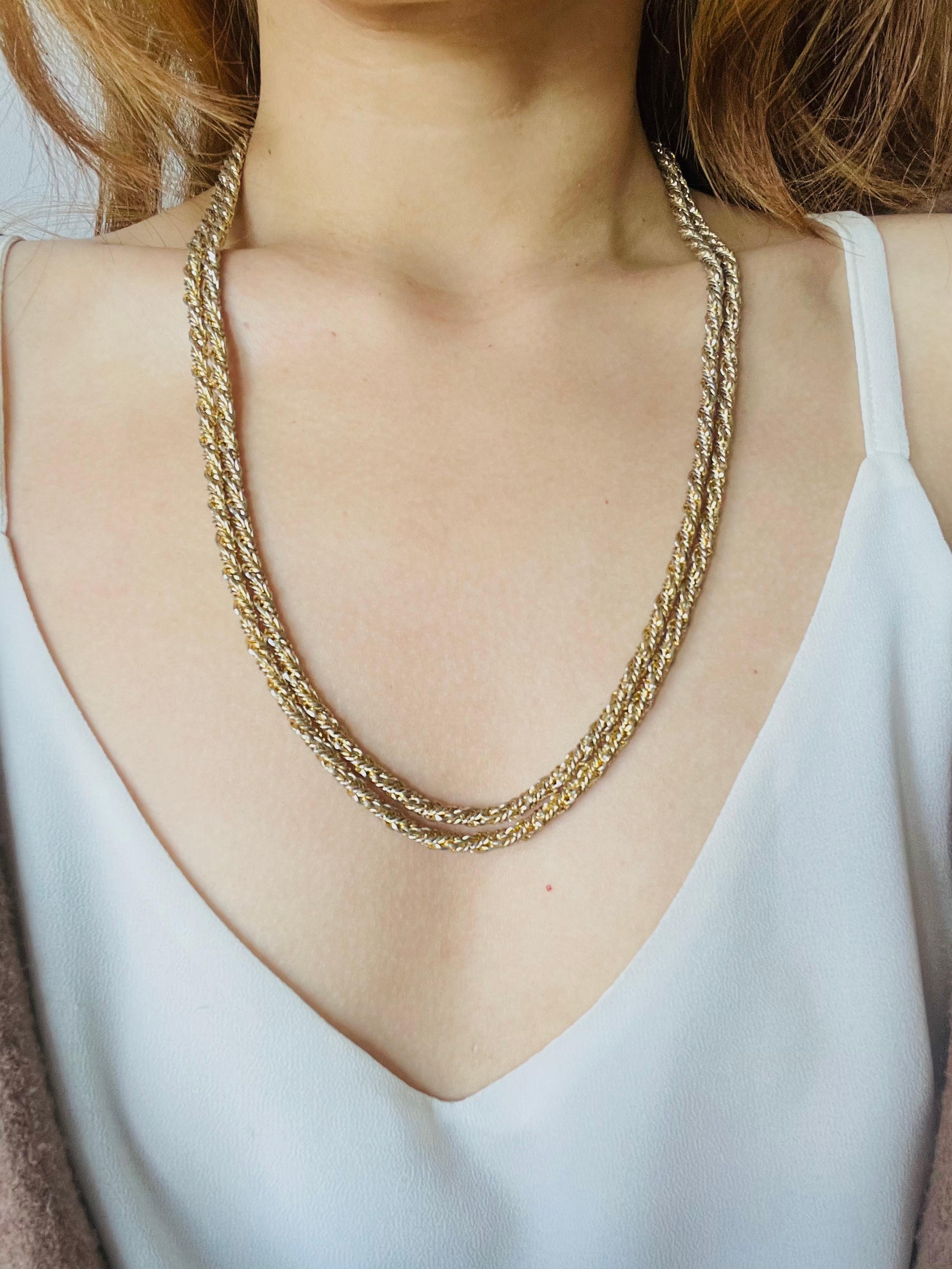 Christian Dior GROSSE 1972 Collana lunga in corda intrecciata a spirale Bracciale d'oro in vendita 2