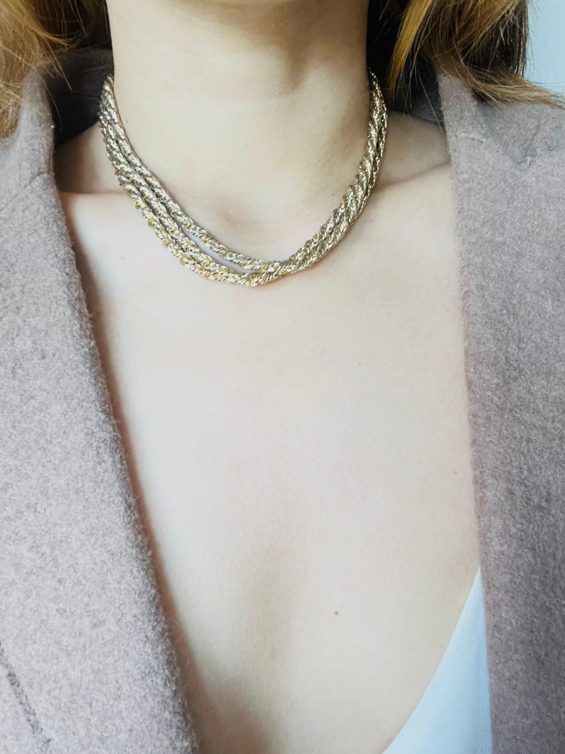 Christian Dior GROSSE 1972 Collana lunga in corda intrecciata a spirale Bracciale d'oro in vendita 3