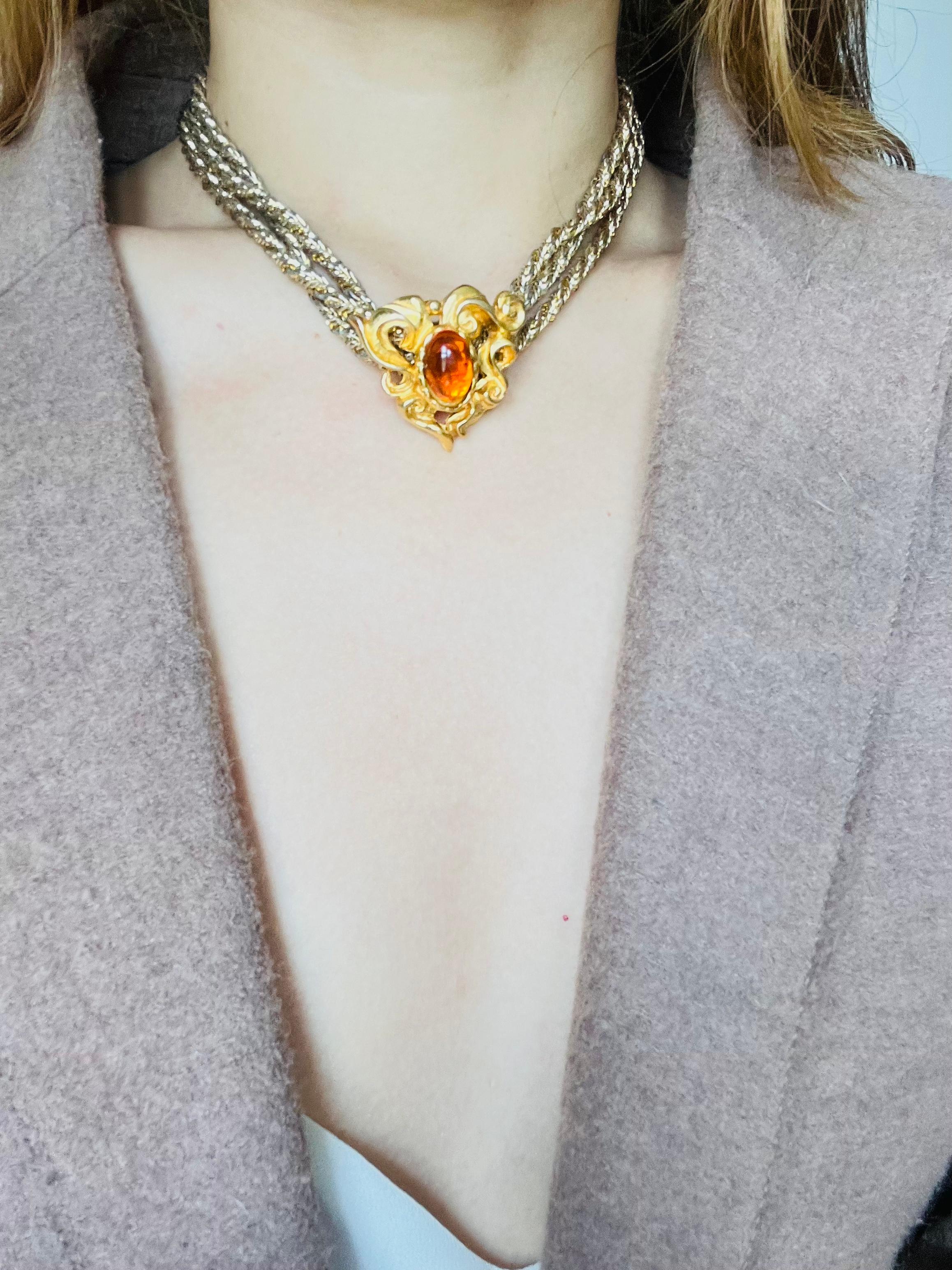 Christian Dior GROSSE 1972 Collana lunga in corda intrecciata a spirale Bracciale d'oro in vendita 4