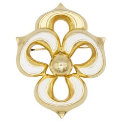 Christian Dior GROSSE 1972 Vintage Large White Clover Interlock Brooch Pendant
