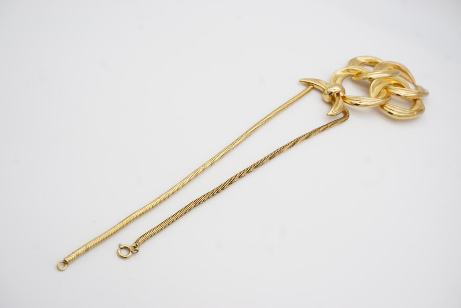 Christian Dior GROSSE 1972 Vintage Massive Clover Interlocked Pendentif collier en vente 9