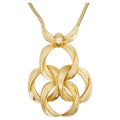 Christian Dior GROSSE 1972 Vintage Massive Clover Interlocked Pendant Necklace