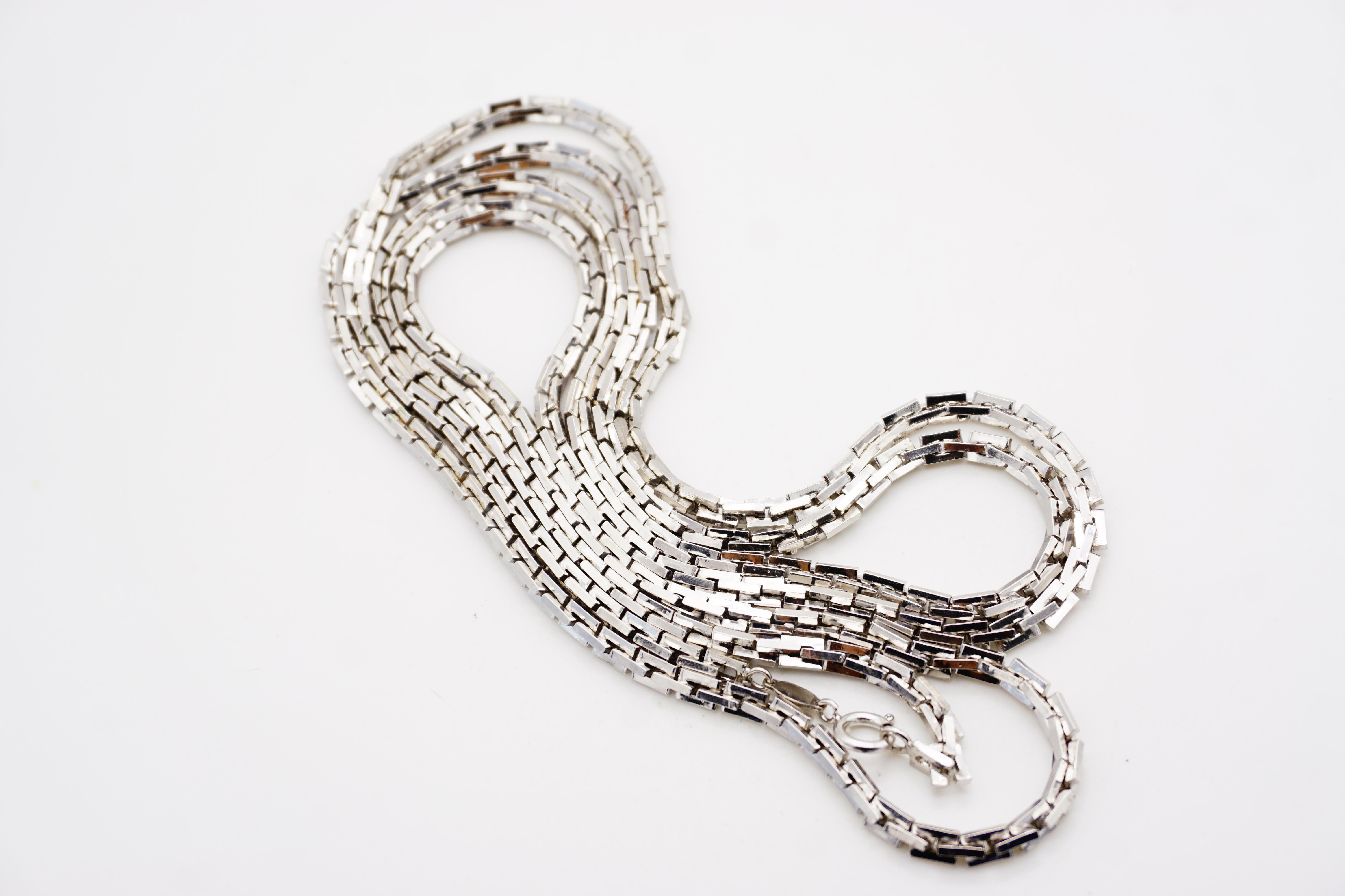 Christian Dior GROSSE 1973 Collar versátil de plata con bisagra de eslabones de caja extralarga en venta 10