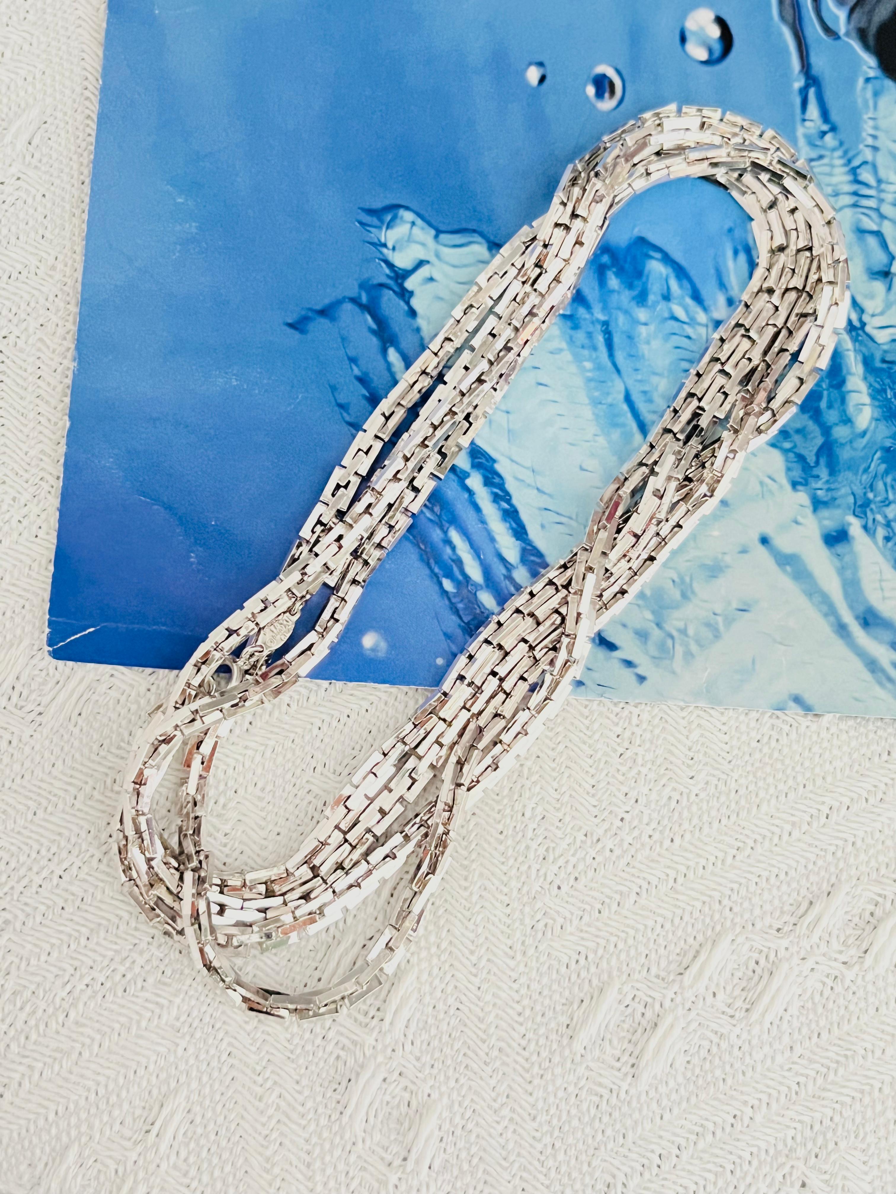 Christian Dior GROSSE 1973 Collar versátil de plata con bisagra de eslabones de caja extralarga Art Decó en venta