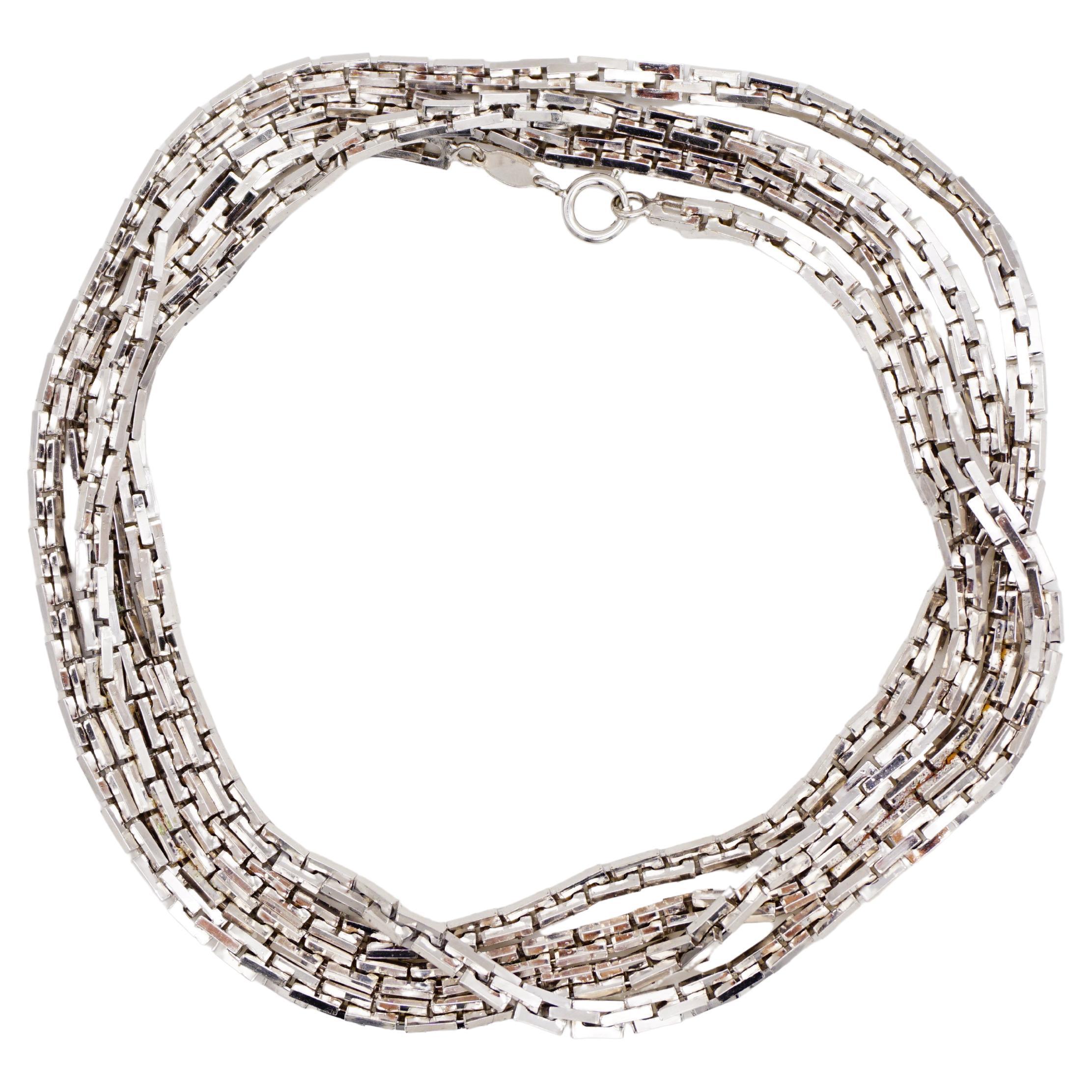 Christian Dior GROSSE 1973 Collar versátil de plata con bisagra de eslabones de caja extralarga en venta