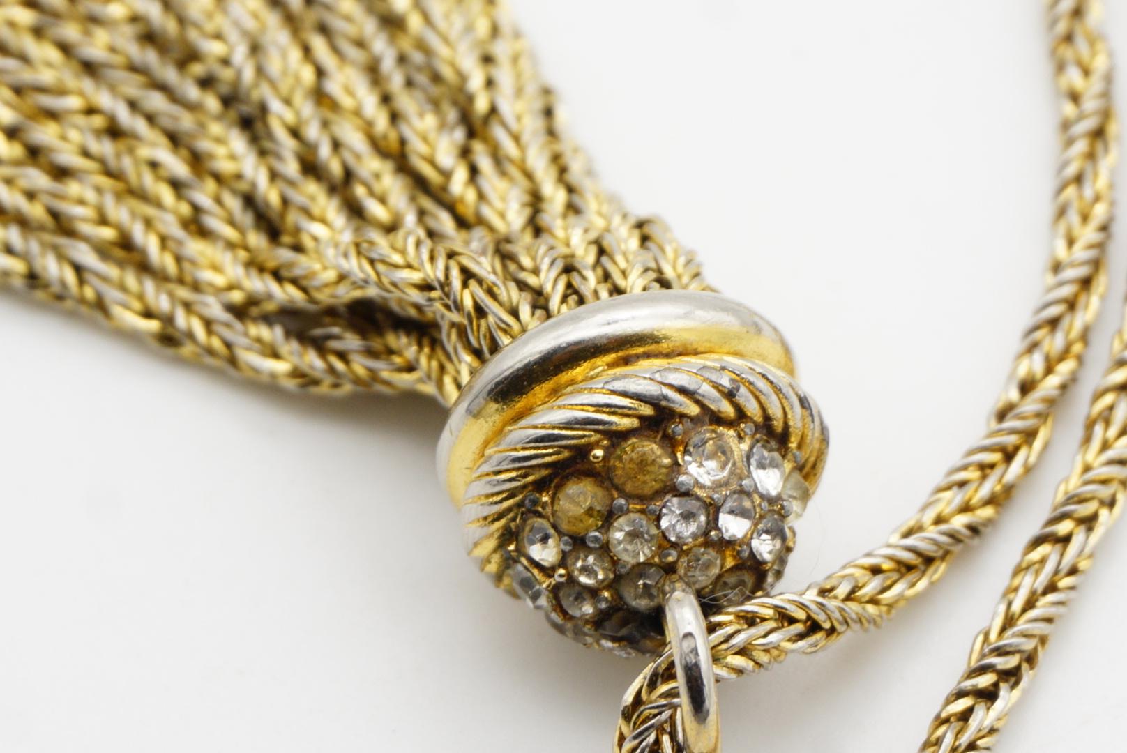 Christian Dior GROSSE, collier long en or avec chaîne tressée et cristaux à glands, 1973 en vente 5