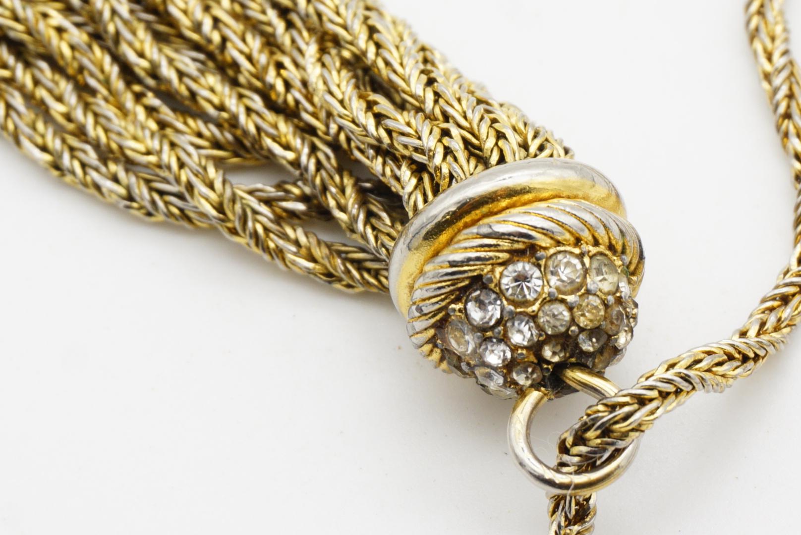 Christian Dior GROSSE, collier long en or avec chaîne tressée et cristaux à glands, 1973 en vente 6