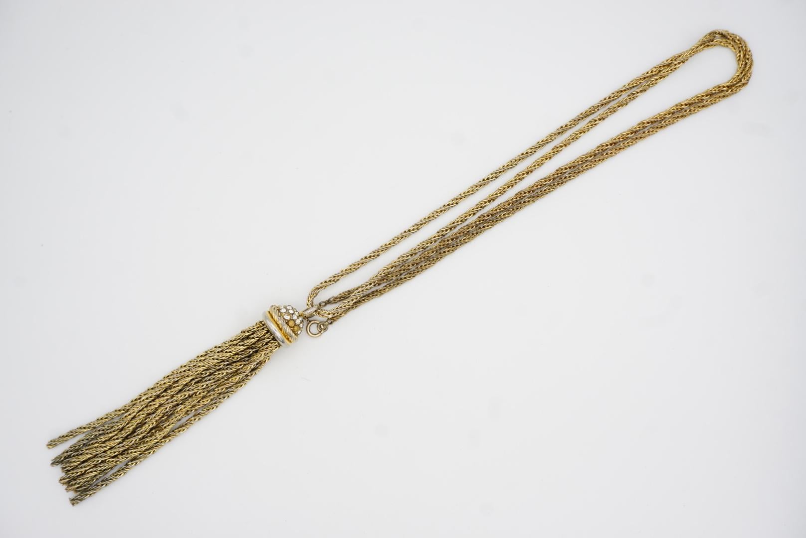 Christian Dior GROSSE, collier long en or avec chaîne tressée et cristaux à glands, 1973 en vente 3