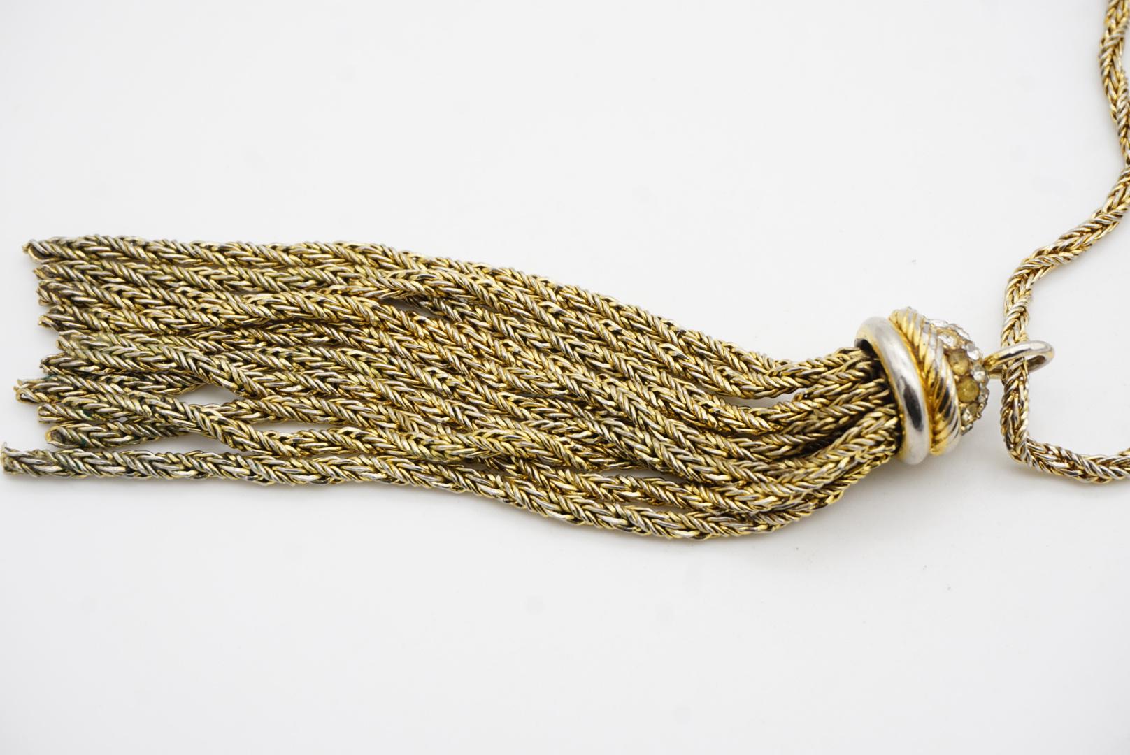 Christian Dior GROSSE, collier long en or avec chaîne tressée et cristaux à glands, 1973 en vente 4
