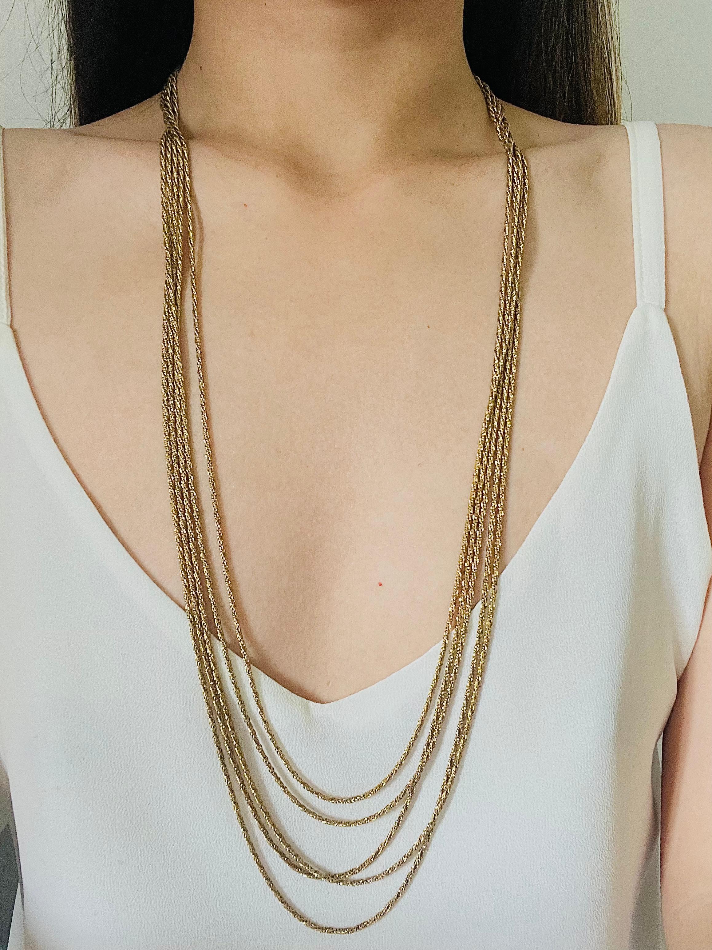 Christian Dior GROSSE 1973 Versatile 5 Strands Layer Chain Extra Long Necklace 2