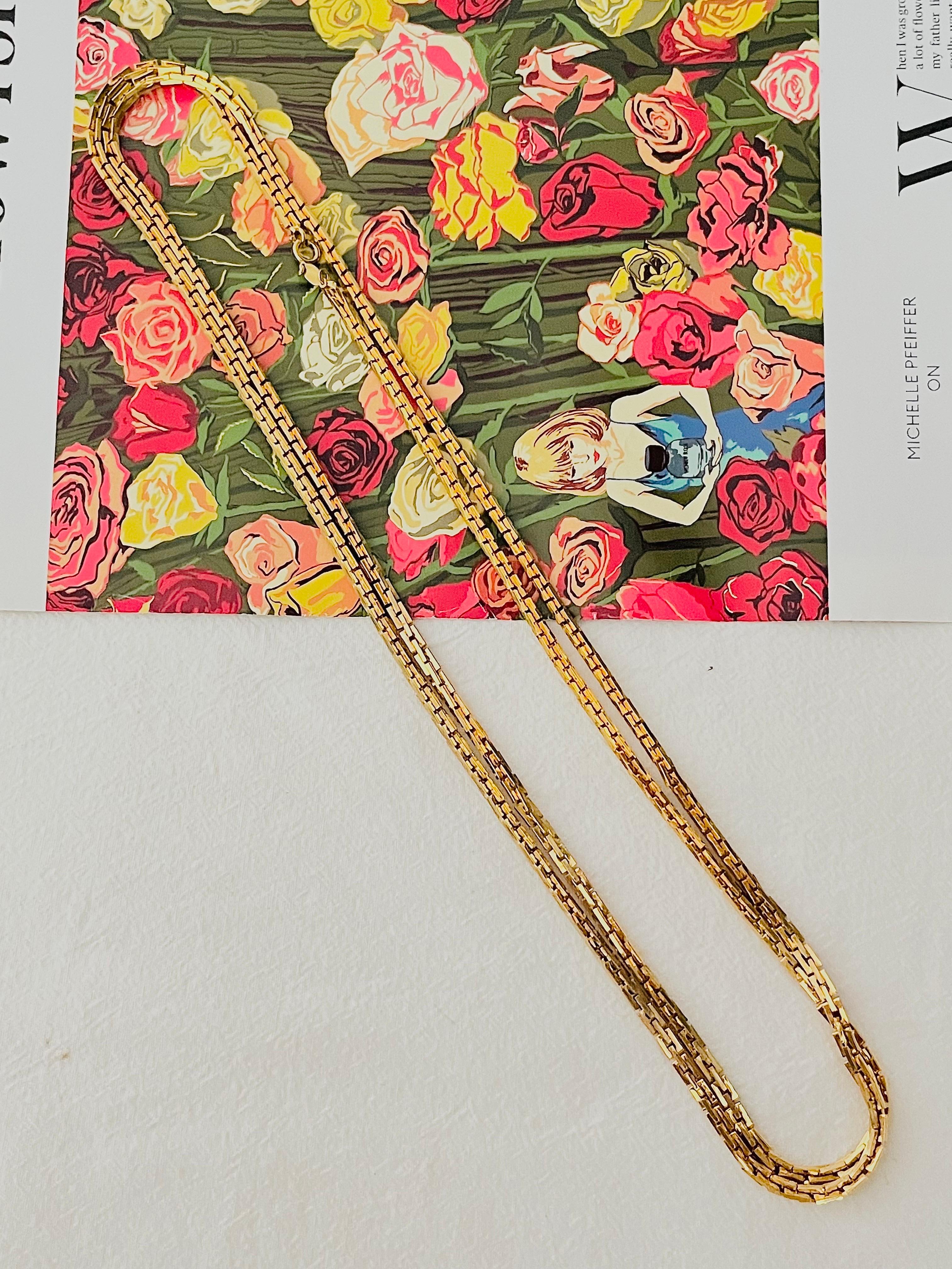 Christian Dior GROSSE 1973 Versatile Extra Long Rectangle Box Linked Necklace In Good Condition In Wokingham, England