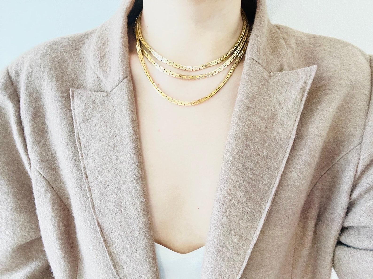 Women's or Men's Christian Dior GROSSE 1973 Versatile Extra Long Rectangle Box Linked Necklace