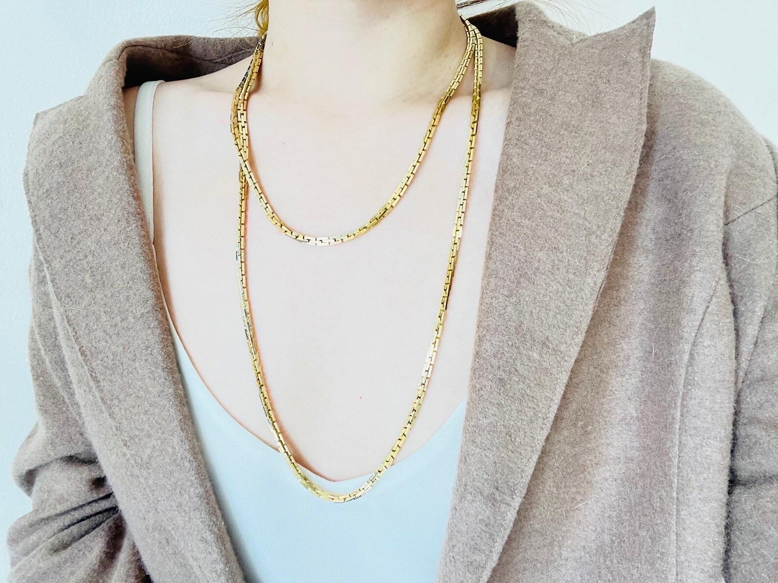Christian Dior GROSSE 1973 Versatile Extra Long Rectangle Box Linked Necklace 1