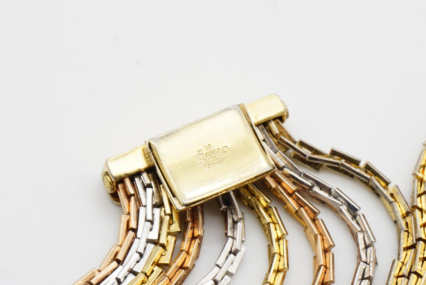 Christian Dior GROSSE 1974 Gold Silver Pink Rose 9 Strands Box Linked Bracelet For Sale 9