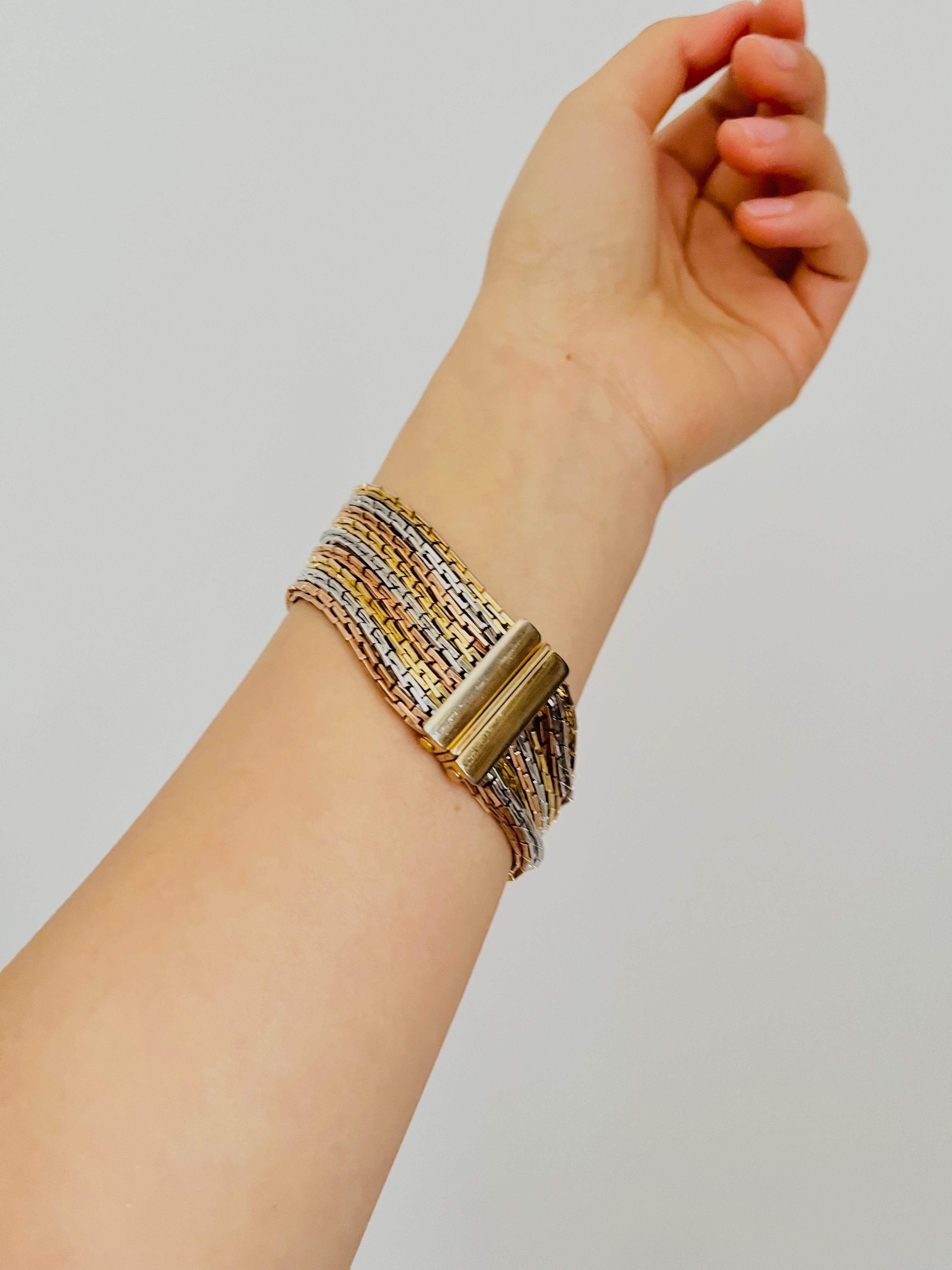 Christian Dior GROSSE 1974, bracelet à maillons 9 rangs, en or, argent, rose et rose 1