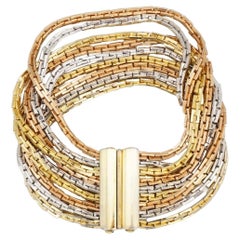 Christian Dior GROSSE 1974 Gold Silver Pink Rose 9 Strands Box Linked Bracelet