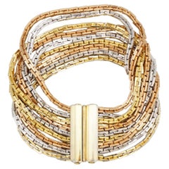 Christian Dior GROSSE 1974 Rare Gold Silver Rose Strands Linked Chunky Bracelet