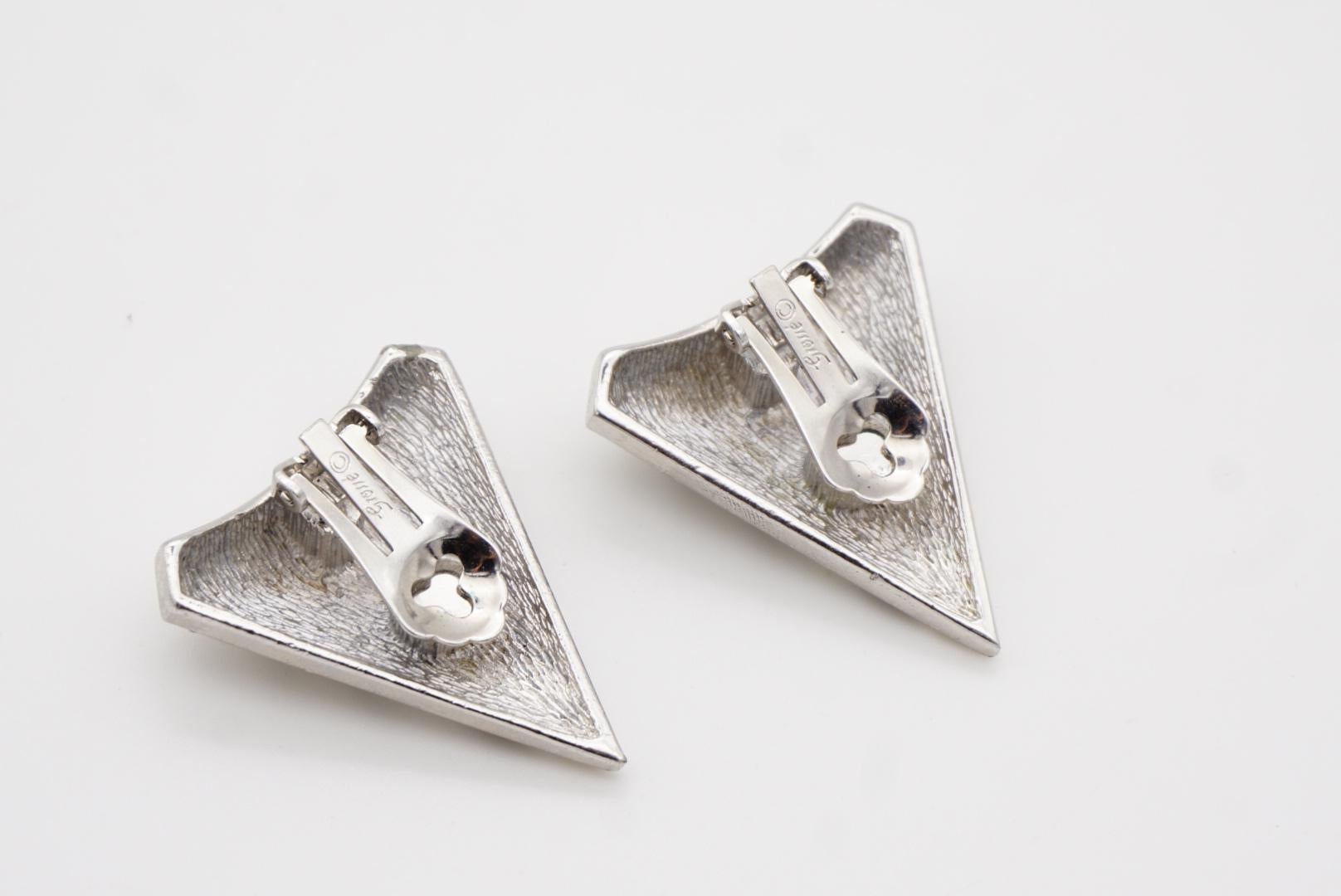 Christian Dior GROSSE 1980s Massive Black Crystals Radiant Triangle Earrings 8
