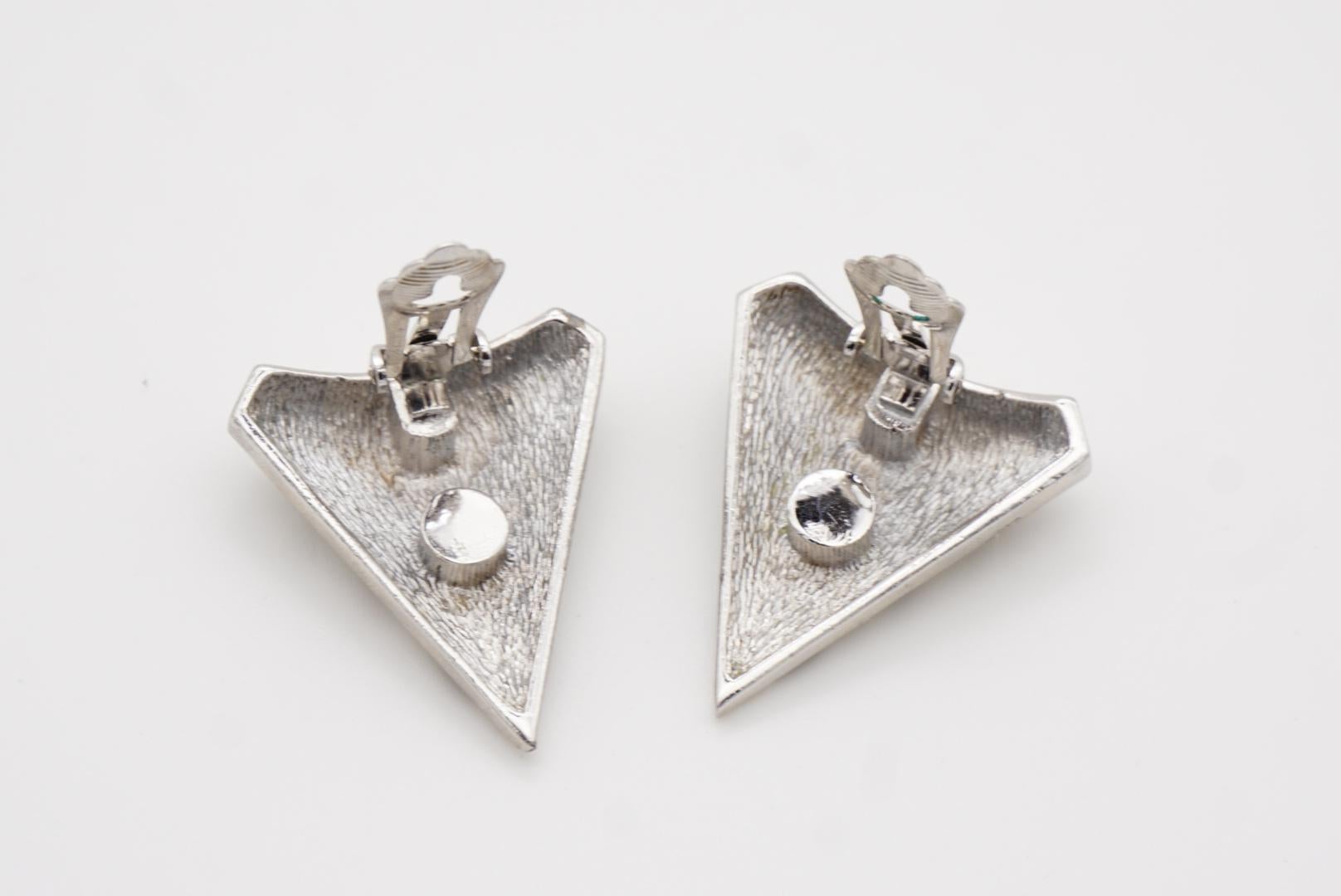 Christian Dior GROSSE 1980s Massive Black Crystals Radiant Triangle Earrings 9