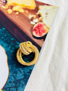 Christian Dior GROSSE 1980s Vintage Crystals Hoop Knot Twist Rope Gold Brooch