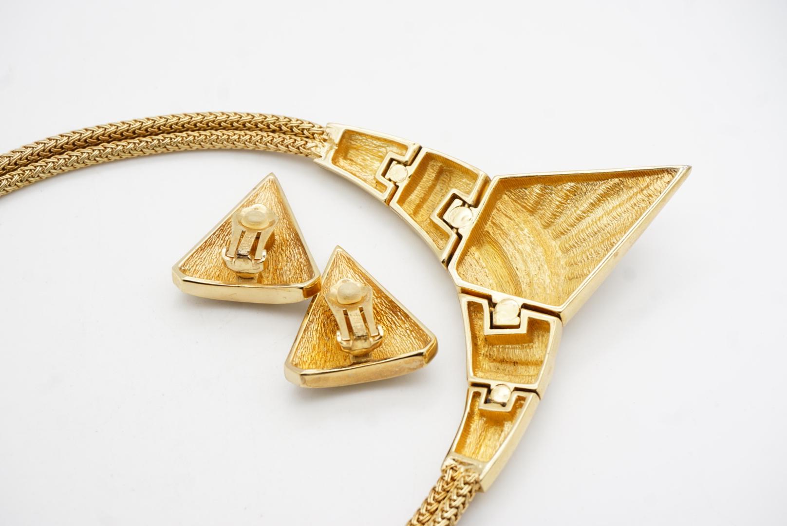 Christian Dior GROSSE 1985 Triangolo Onice Cristalli Radianti Milanese Tessuto 2 Set in vendita 9