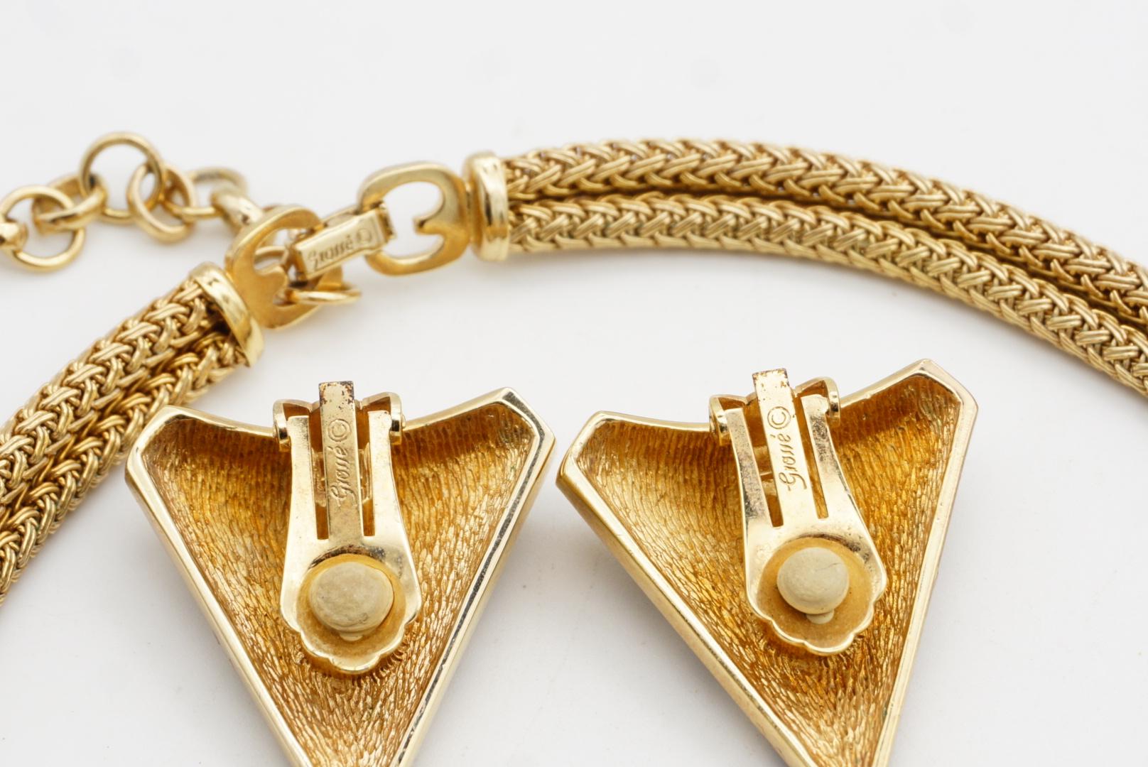 Christian Dior GROSSE 1985 Triangolo Onice Cristalli Radianti Milanese Tessuto 2 Set in vendita 10