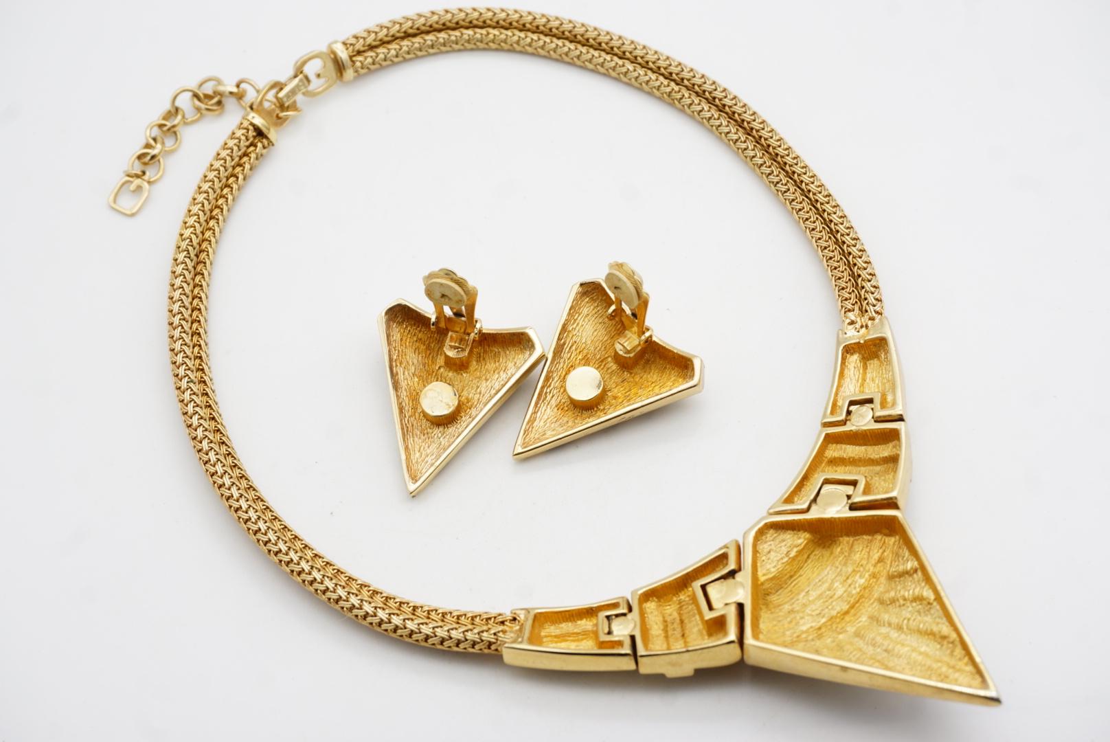 Christian Dior GROSSE 1985 Triangolo Onice Cristalli Radianti Milanese Tessuto 2 Set in vendita 11