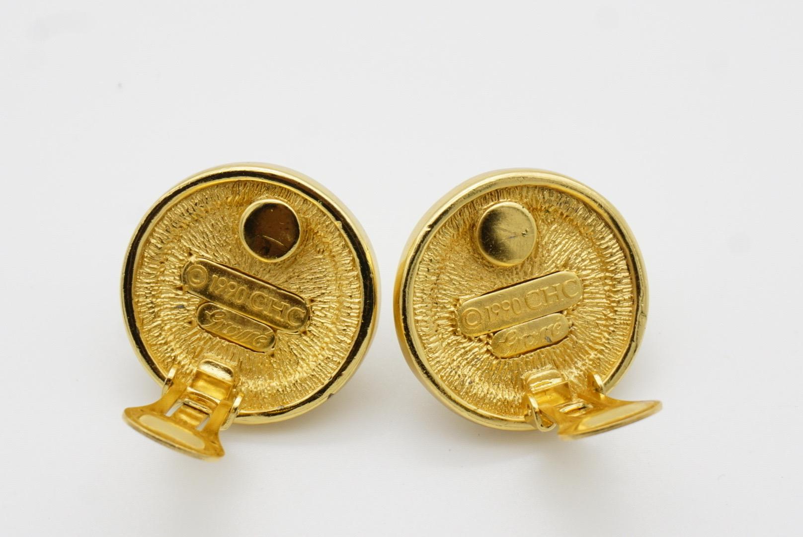 Christian Dior GROSSE 1990 CHC Große runde weiße Perlen Kristalle Clip-Ohrringe im Angebot 9