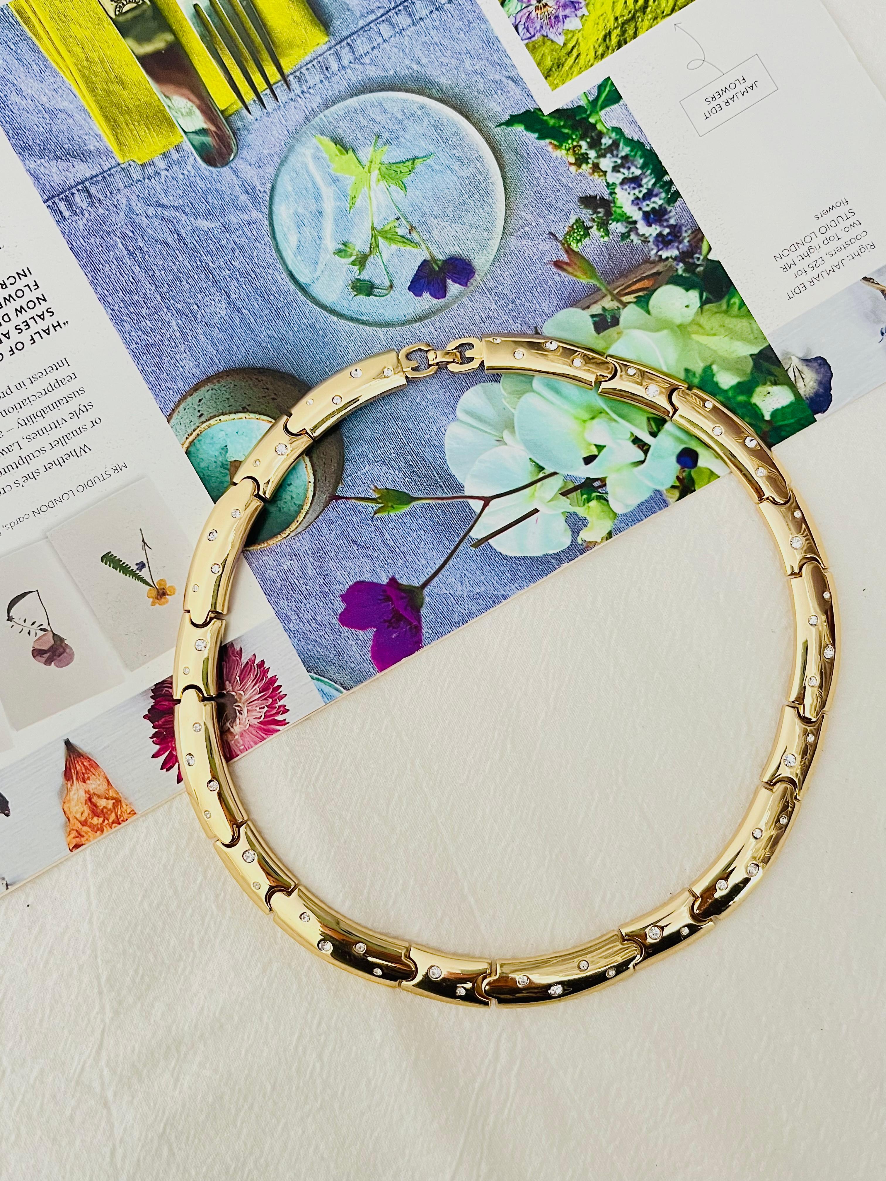 Women's or Men's Christian Dior GROSSE 1993 Vintage Crystals Glow Link Choker Collar Necklace For Sale